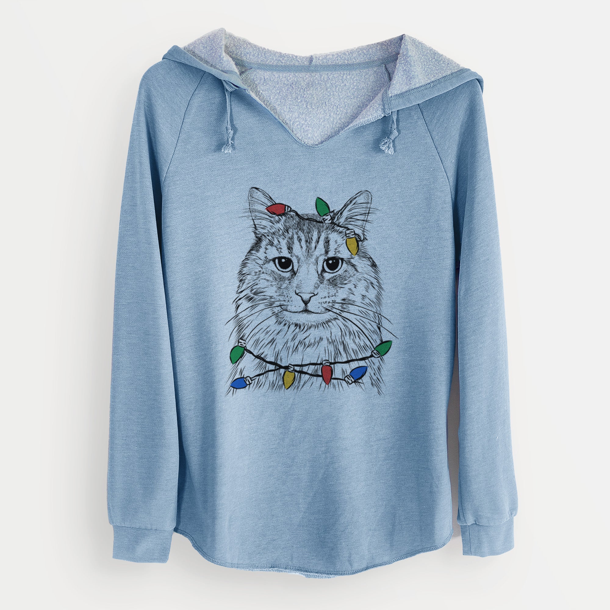Christmas Lights Oliver Fluff the Maine Coon Mix Cat - Cali Wave Hooded Sweatshirt