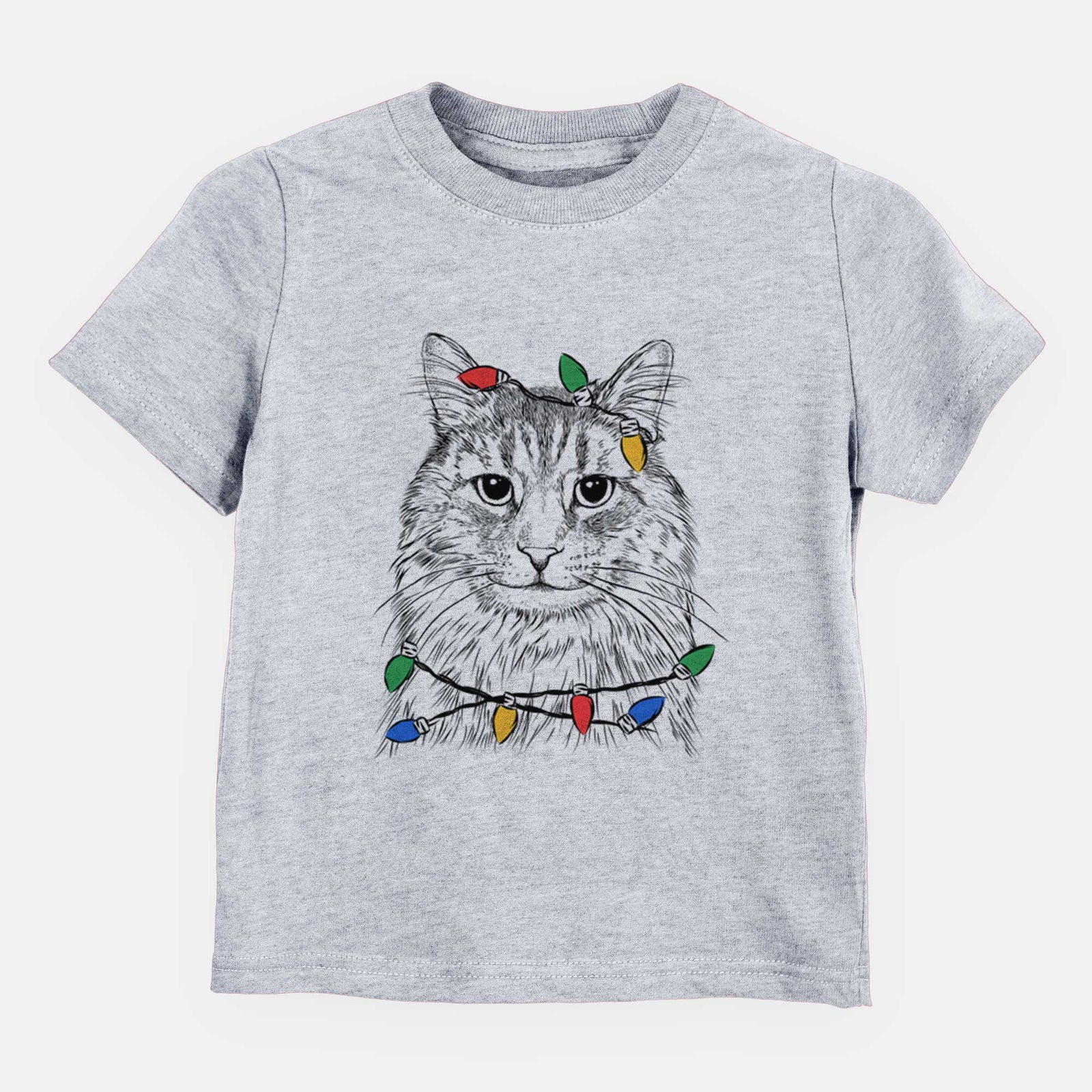 Christmas Lights Oliver Fluff the Maine Coon Mix Cat - Kids/Youth/Toddler Shirt