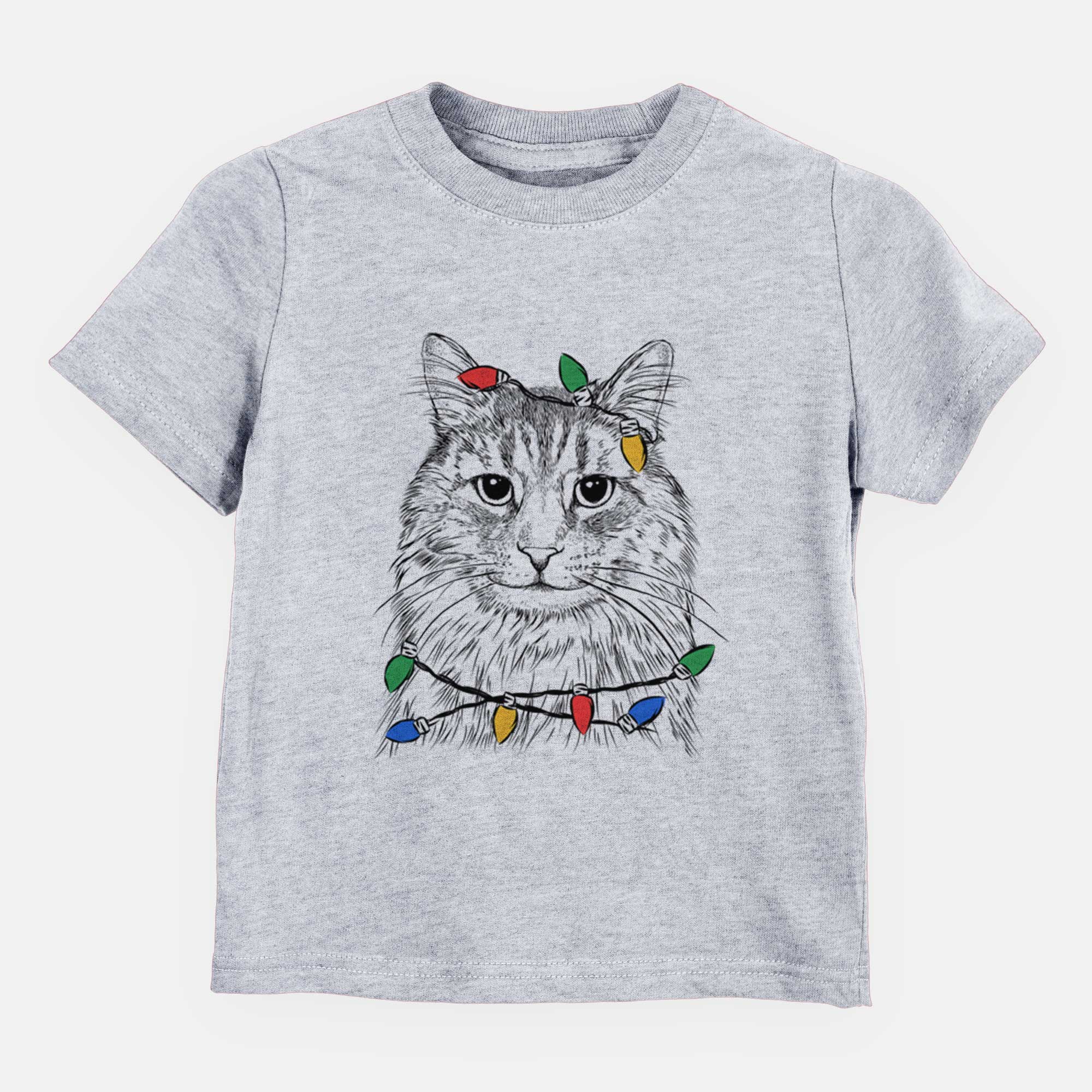 Christmas Lights Oliver Fluff the Maine Coon Mix Cat - Kids/Youth/Toddler Shirt