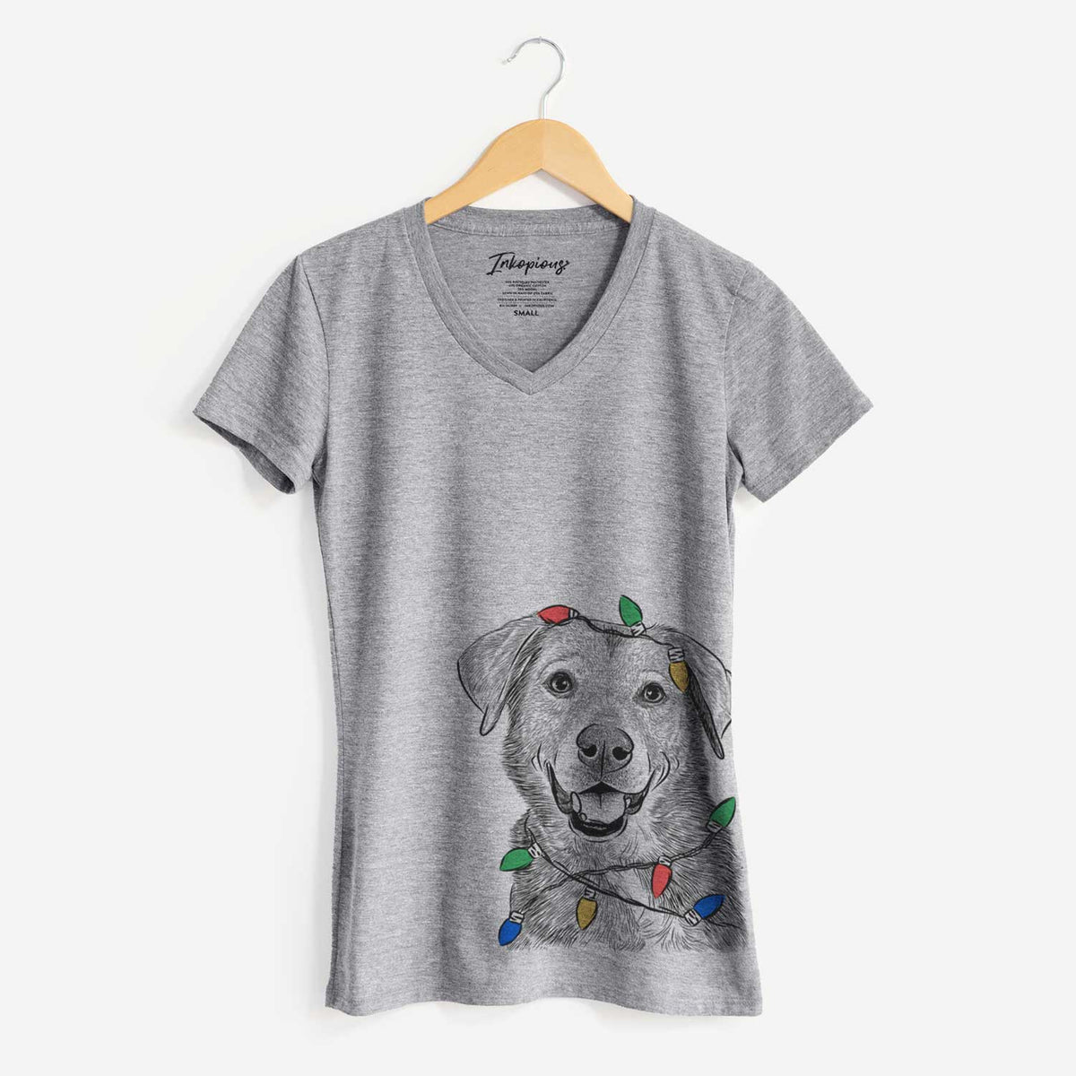 Christmas Lights Oliver the Mixed Breed - Women's V-neck Shirt