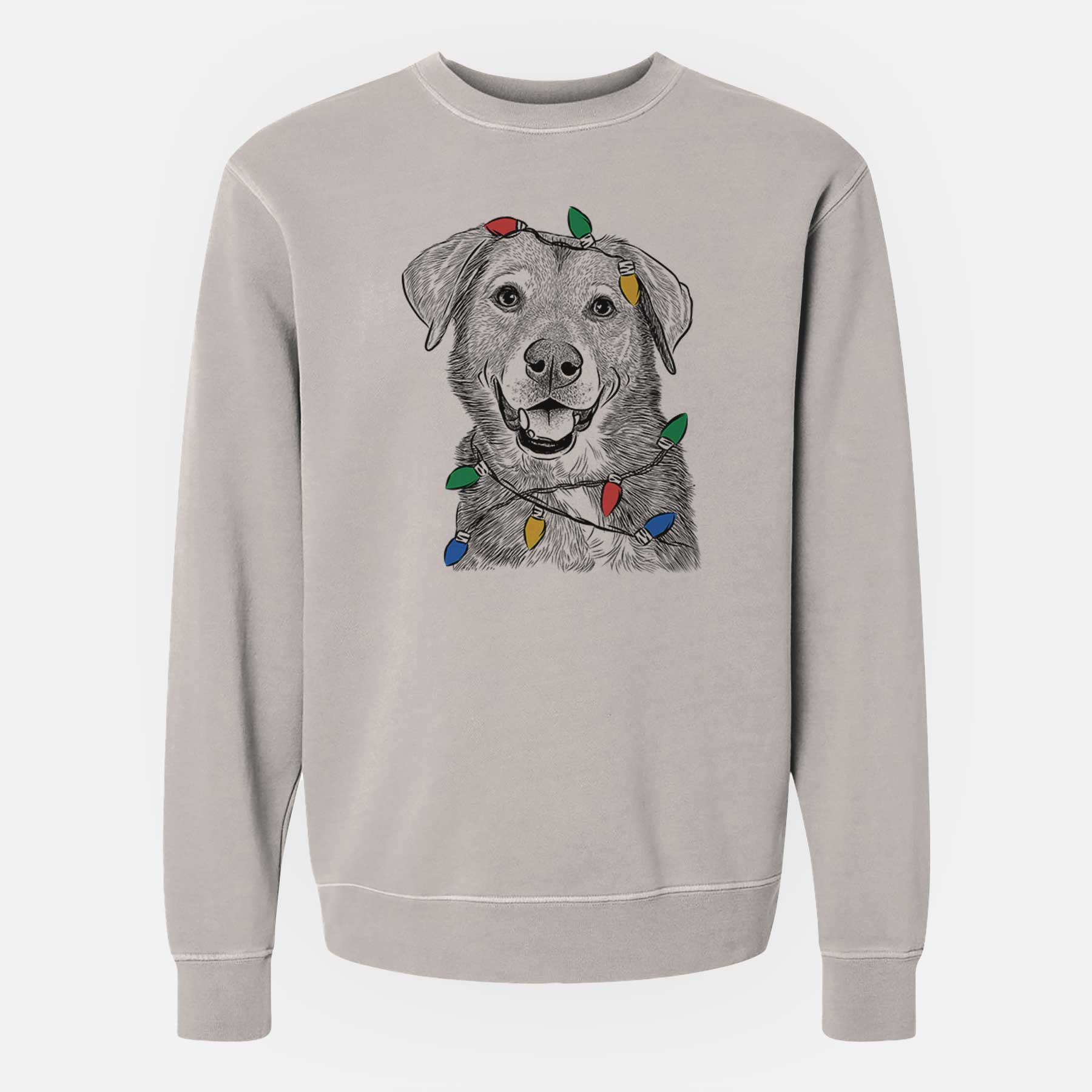 Christmas Lights Oliver the Mixed Breed - Unisex Pigment Dyed Crew Sweatshirt