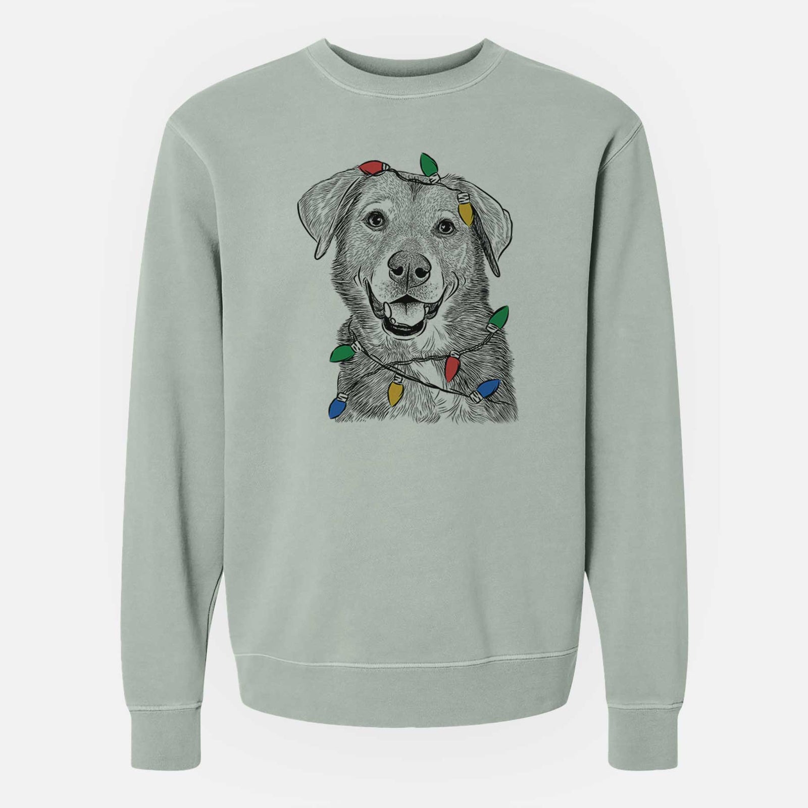 Christmas Lights Oliver the Mixed Breed - Unisex Pigment Dyed Crew Sweatshirt