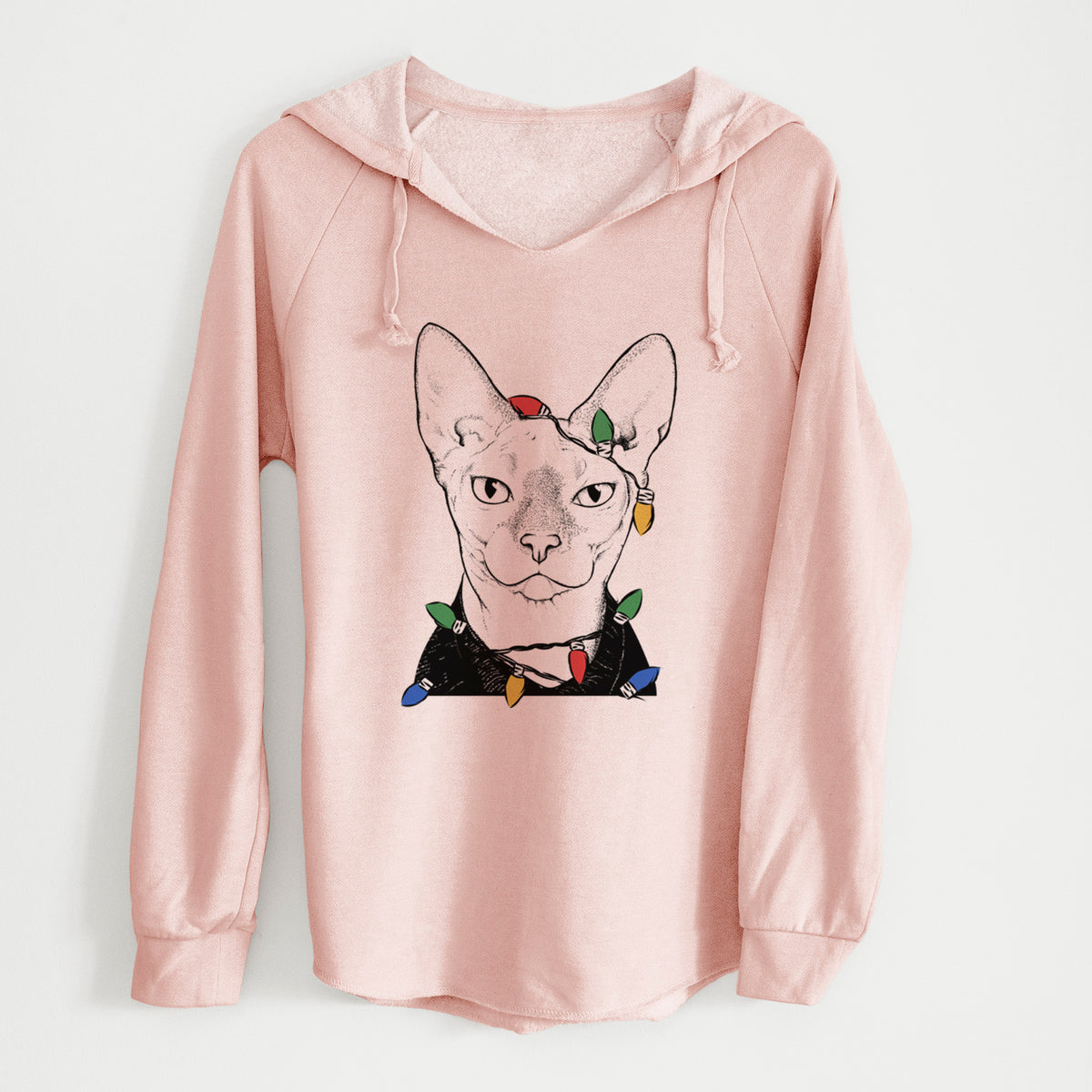 Christmas Lights Oliver Watson the Sphynx Cat - Cali Wave Hooded Sweatshirt