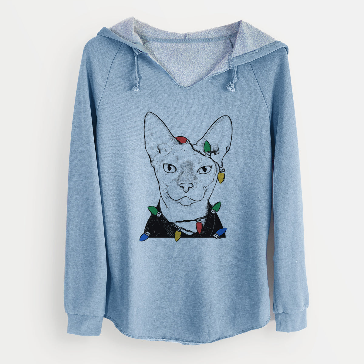 Christmas Lights Oliver Watson the Sphynx Cat - Cali Wave Hooded Sweatshirt