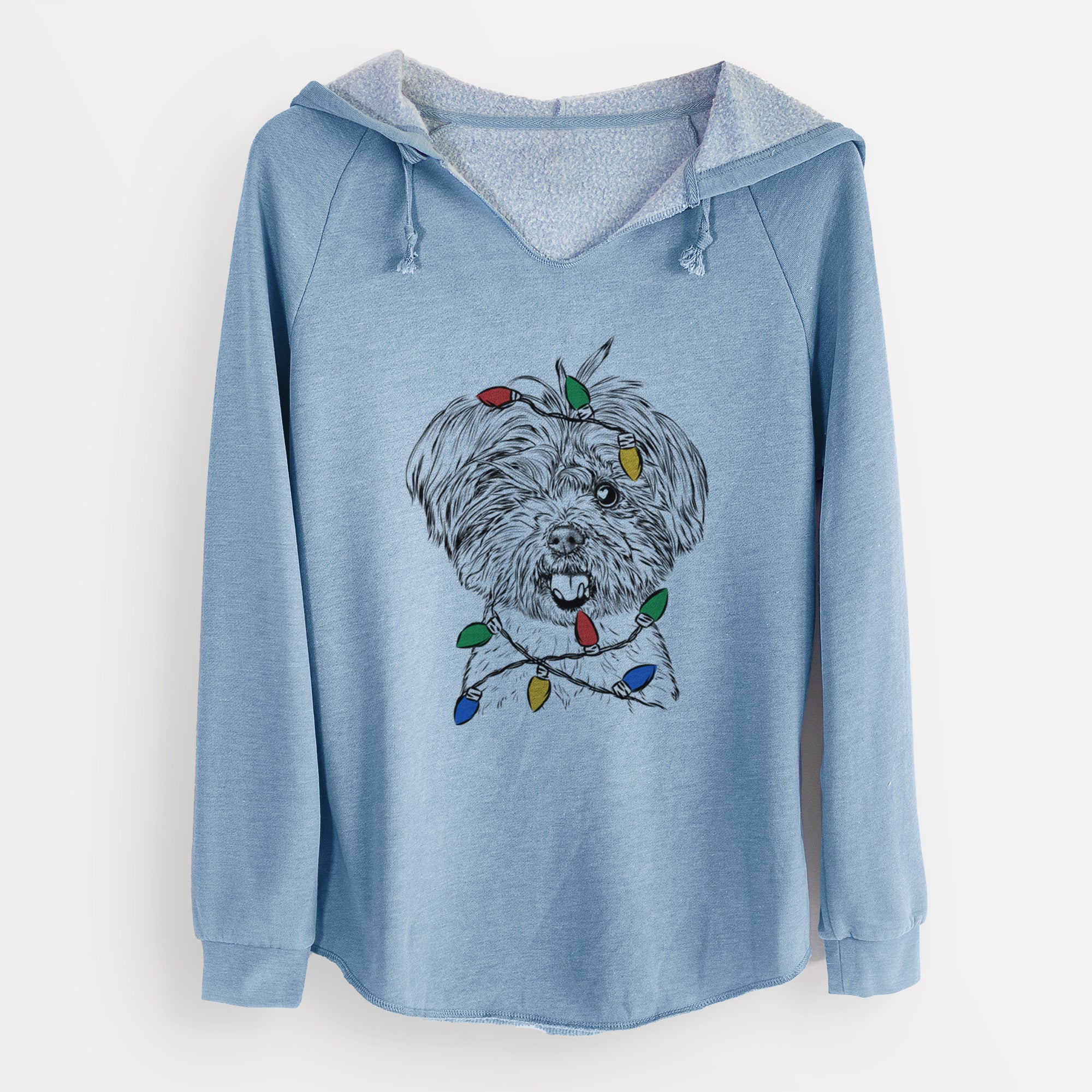 Christmas Lights Oliver the Yorkie Mix - Cali Wave Hooded Sweatshirt