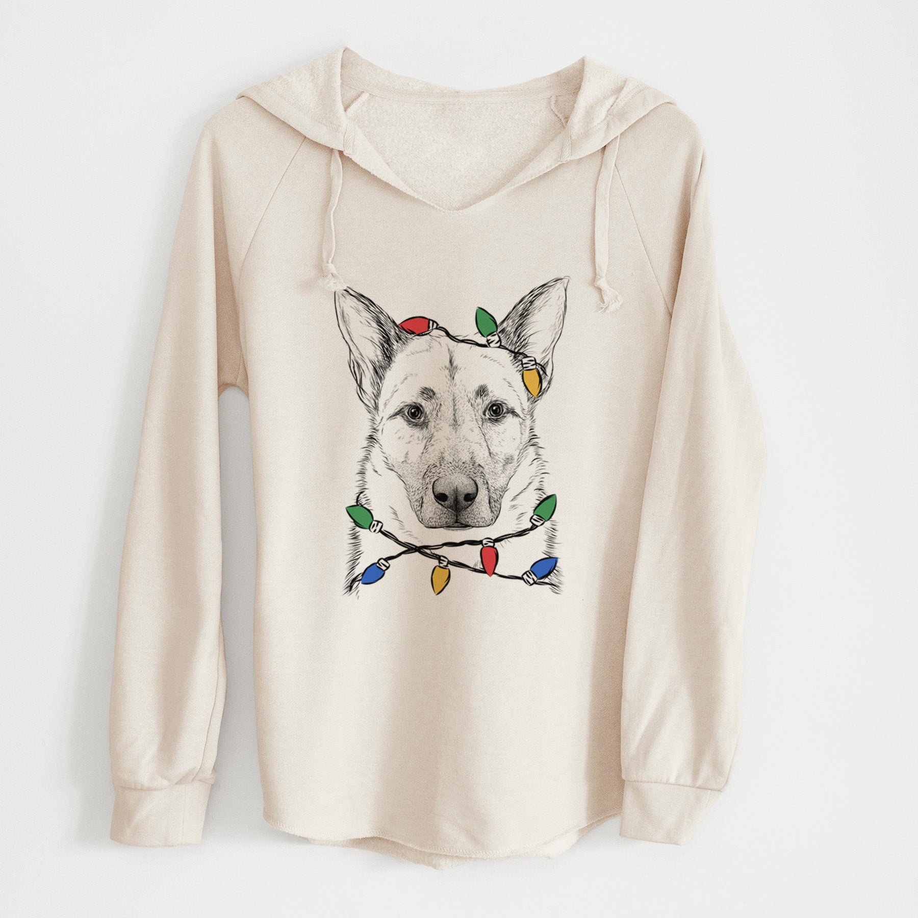 Christmas Lights Oliverno the German Shepherd - Cali Wave Hooded Sweatshirt