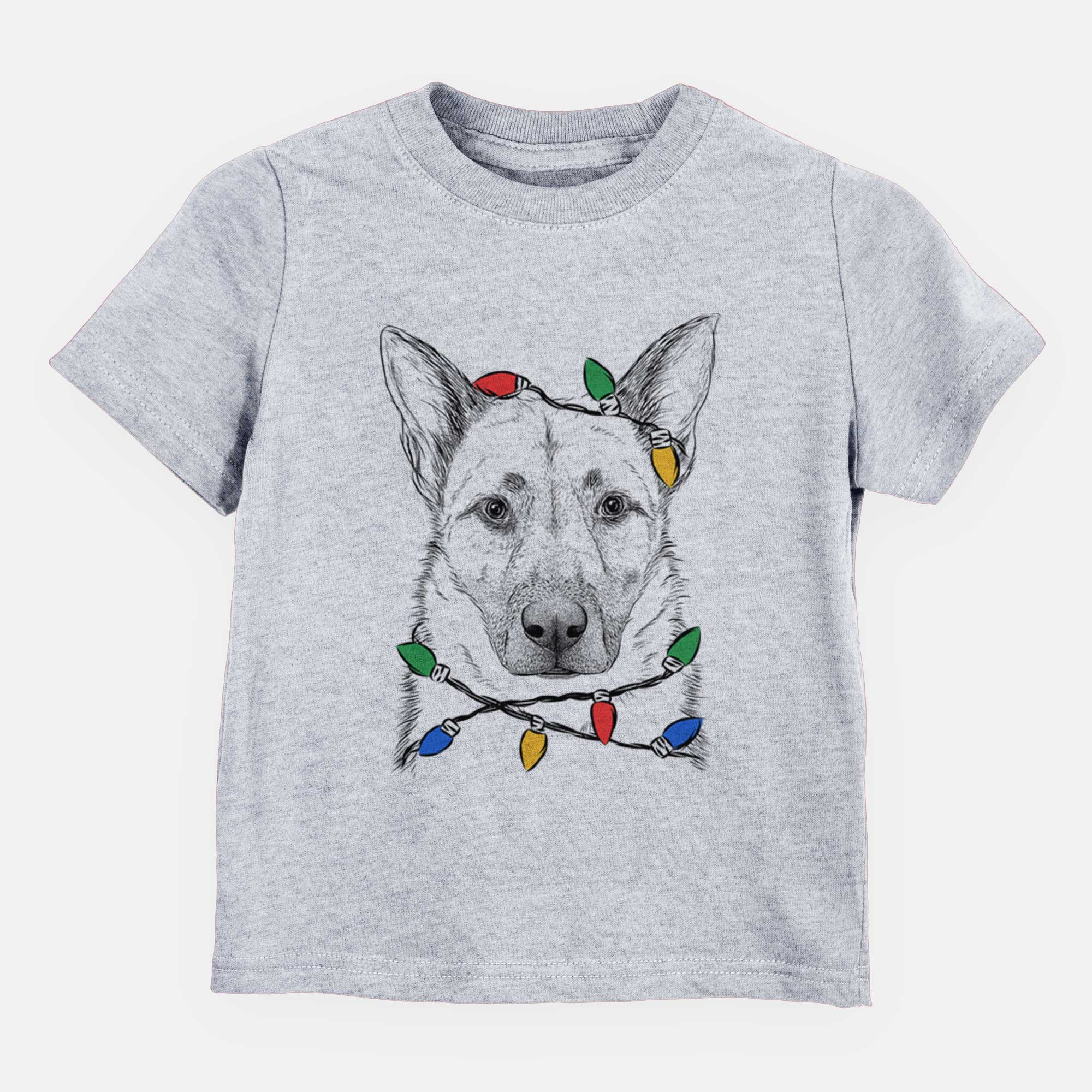 Christmas Lights Oliverno the German Shepherd - Kids/Youth/Toddler Shirt