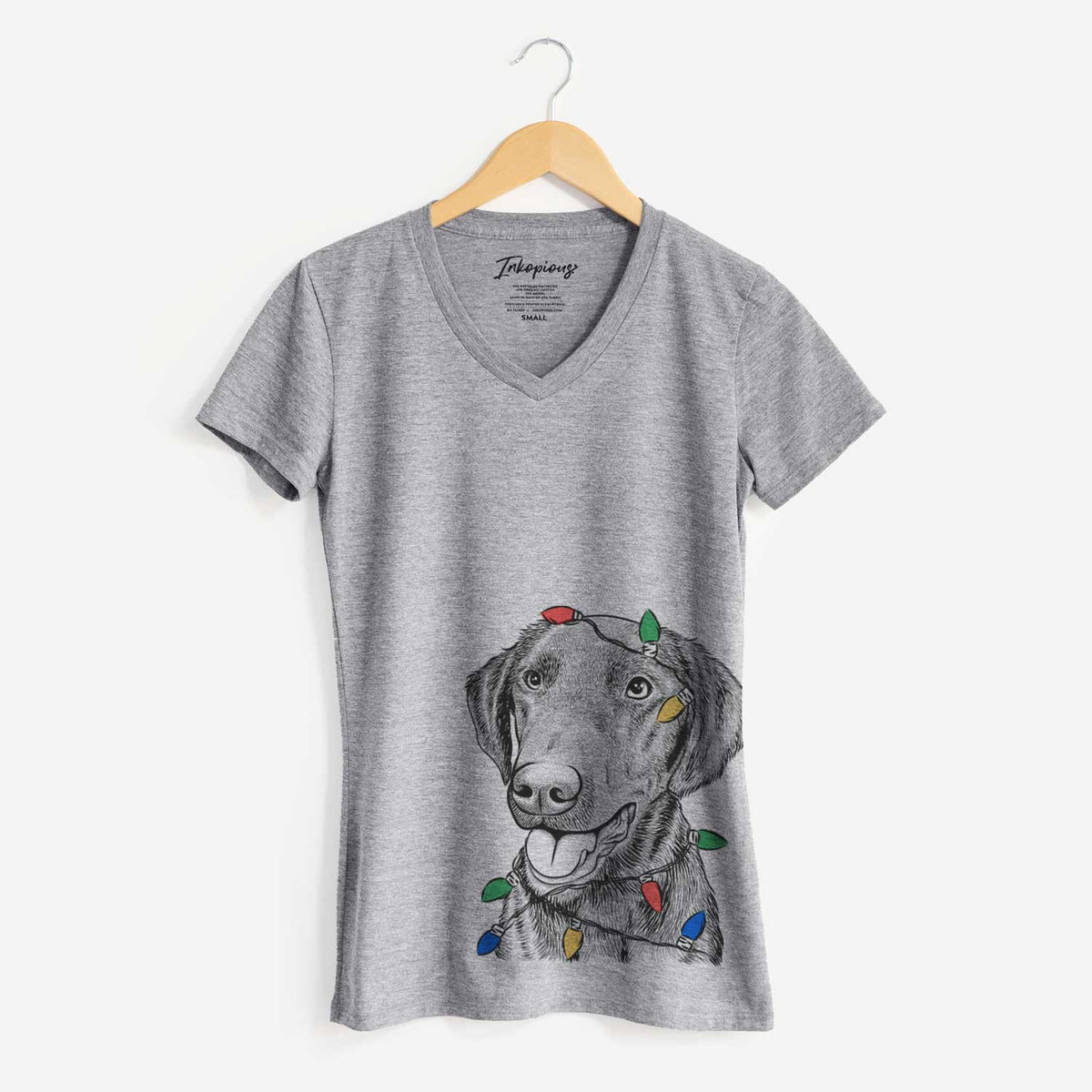Christmas Lights Onyx the Labrador Retriever - Women's V-neck Shirt