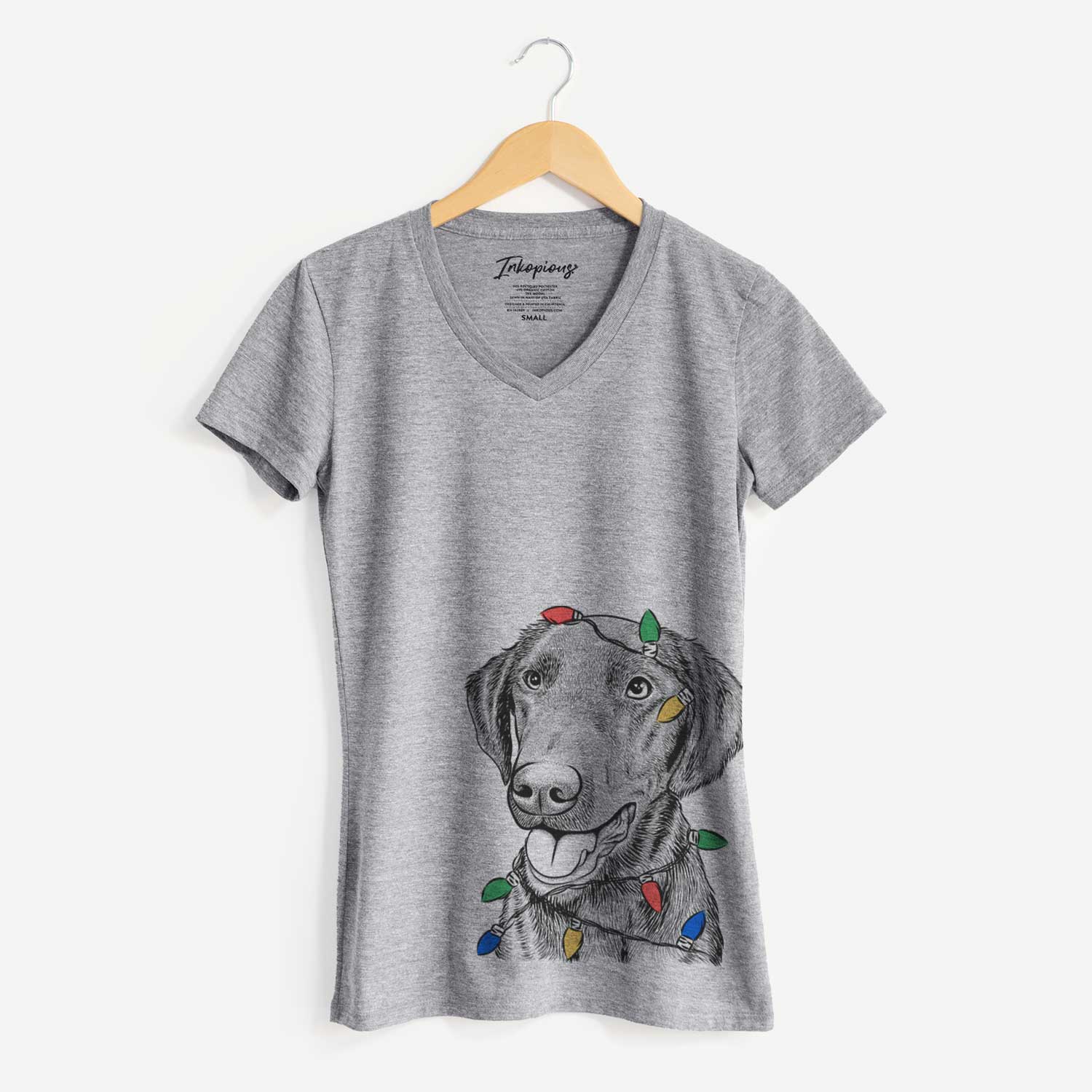 Christmas Lights Onyx the Labrador Retriever - Women's V-neck Shirt