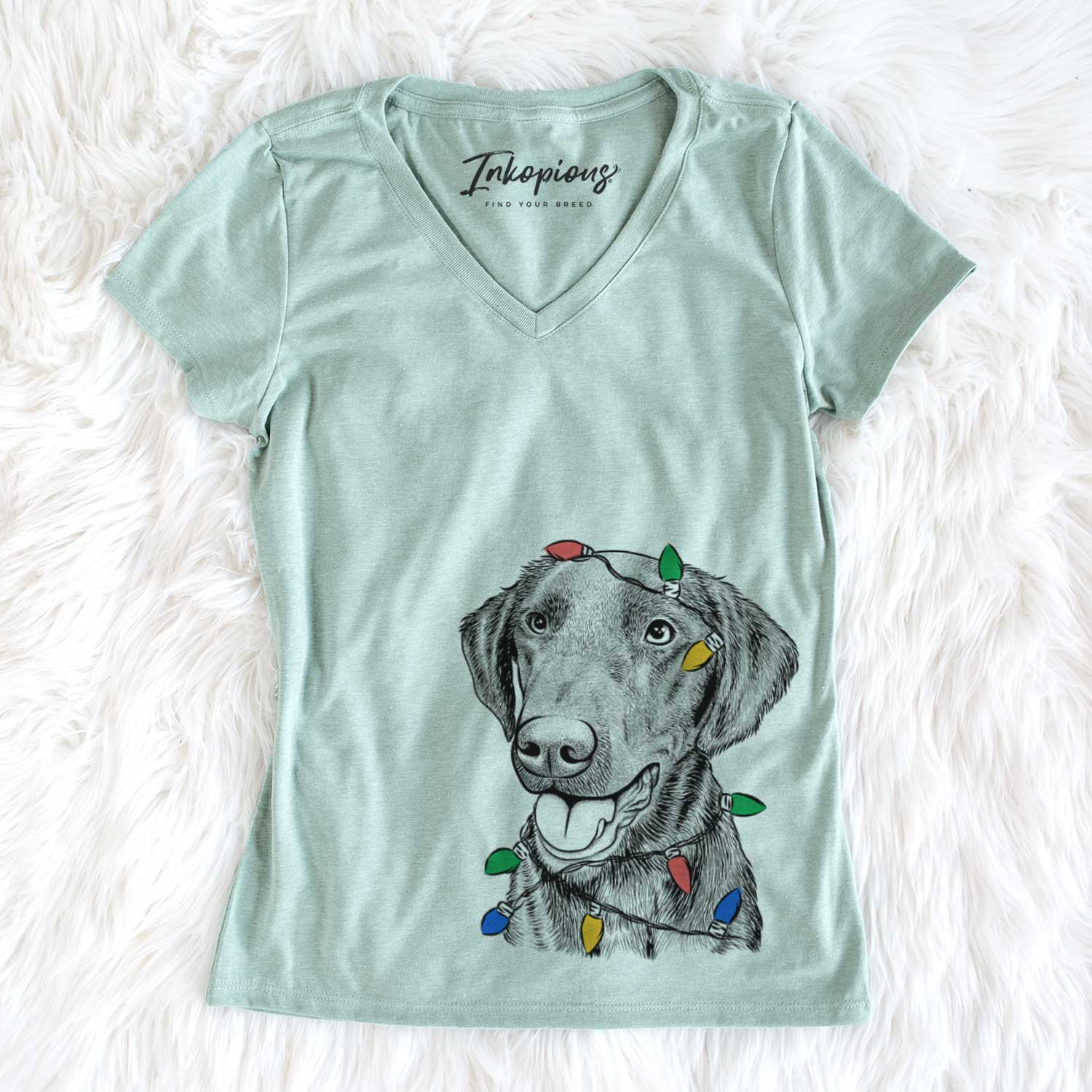 Christmas Lights Onyx the Labrador Retriever - Women's V-neck Shirt