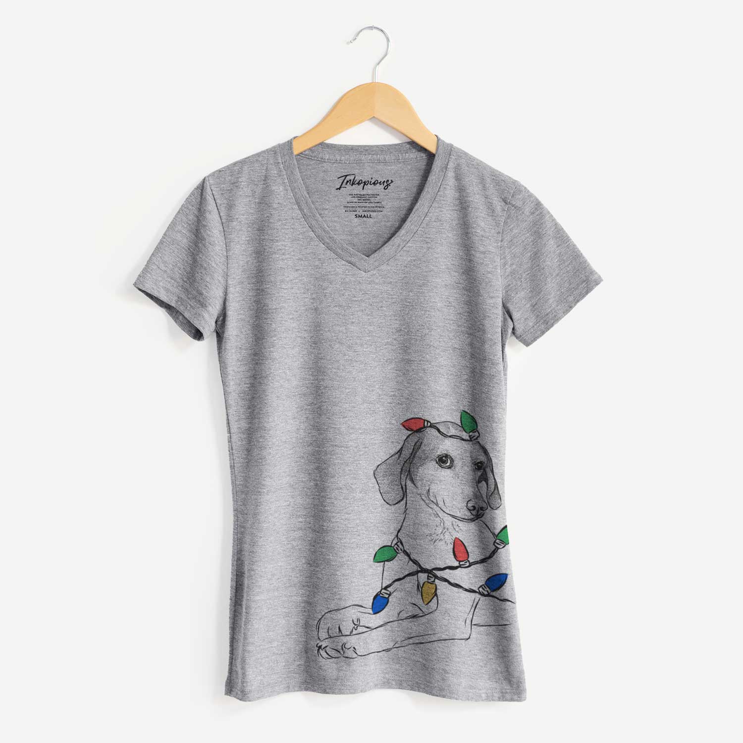 Christmas Lights Opie the Foxhound - Women's V-neck Shirt