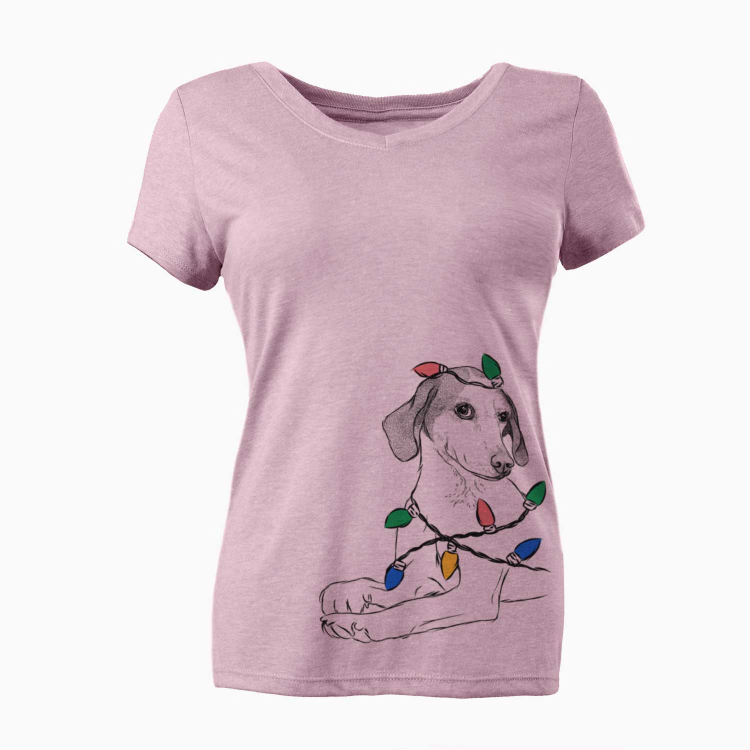 Christmas Lights Opie the Foxhound - Women's V-neck Shirt