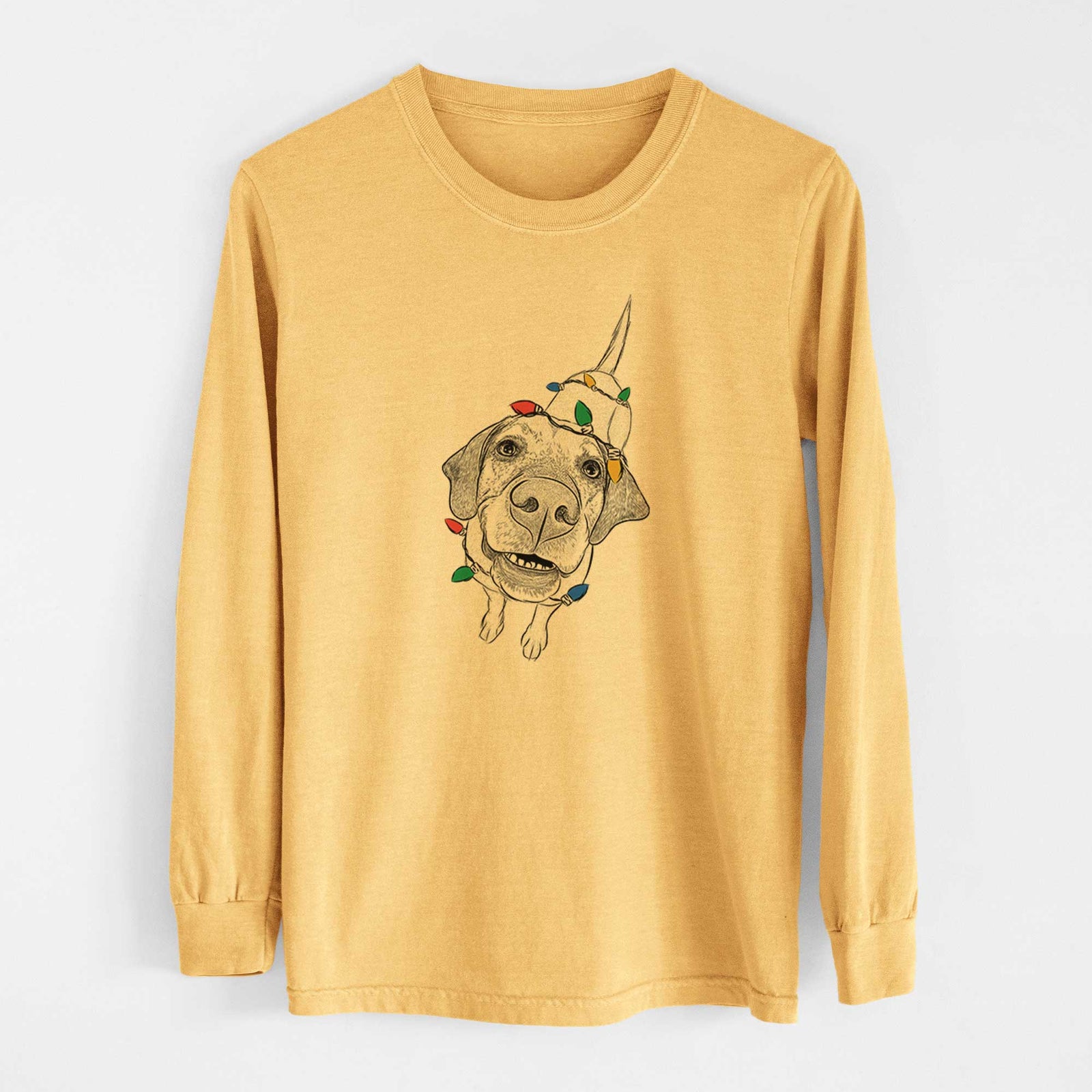 Christmas Lights Oquirrh the Vizsla - Heavyweight 100% Cotton Long Sleeve