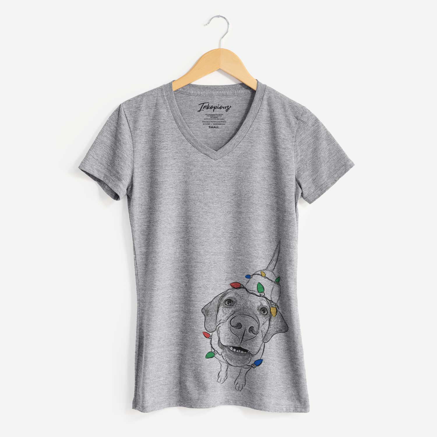 Christmas Lights Oquirrh the Vizsla - Women's V-neck Shirt