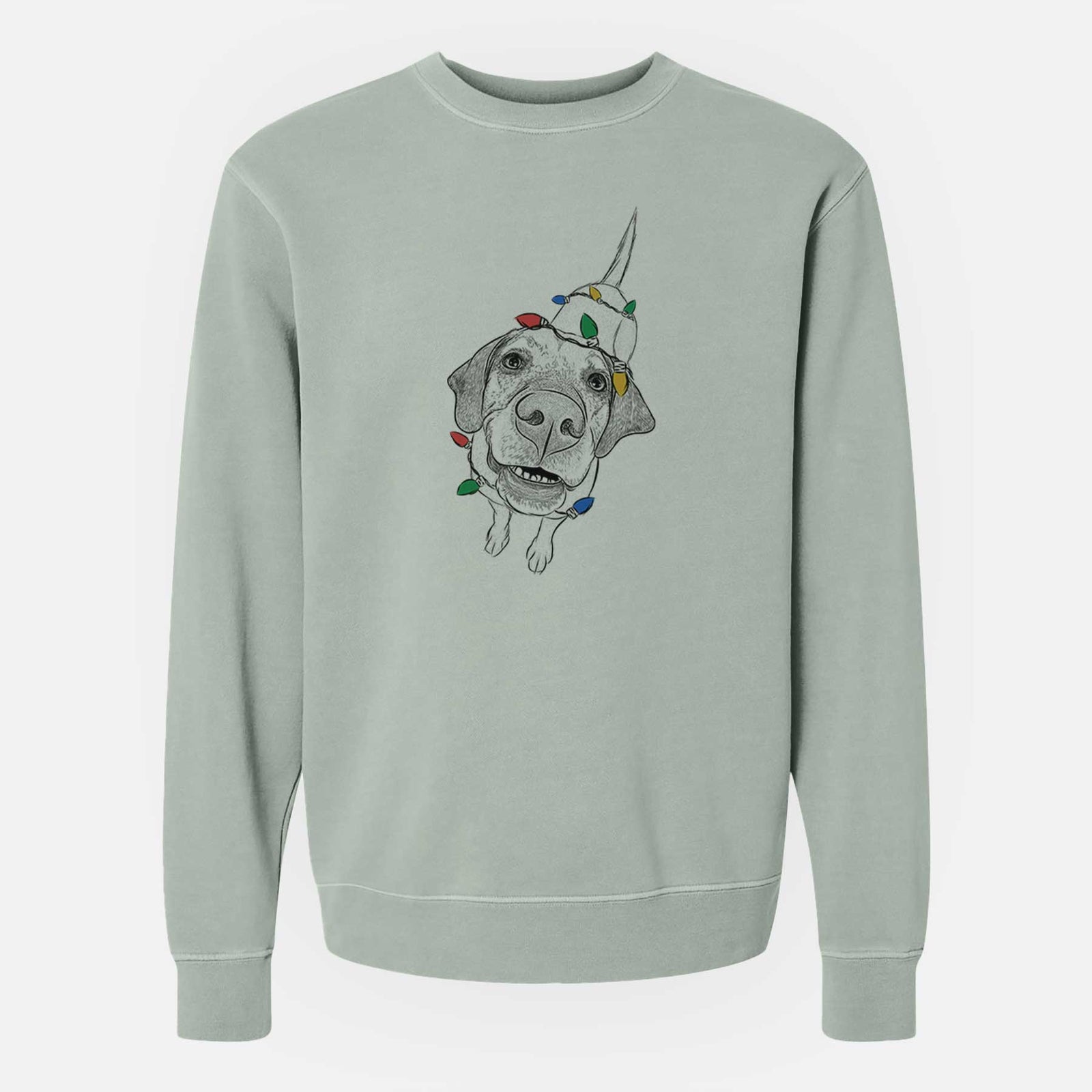 Christmas Lights Oquirrh the Vizsla - Unisex Pigment Dyed Crew Sweatshirt