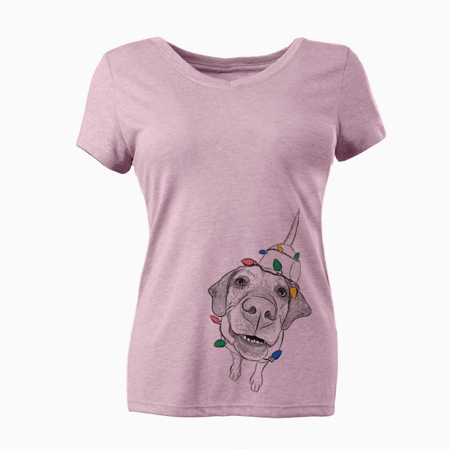 Christmas Lights Oquirrh the Vizsla - Women's V-neck Shirt