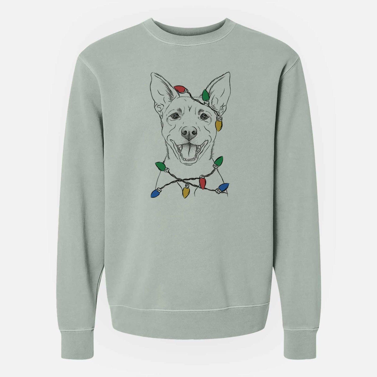 Christmas Lights Orange the Carolina Dog - Unisex Pigment Dyed Crew Sweatshirt