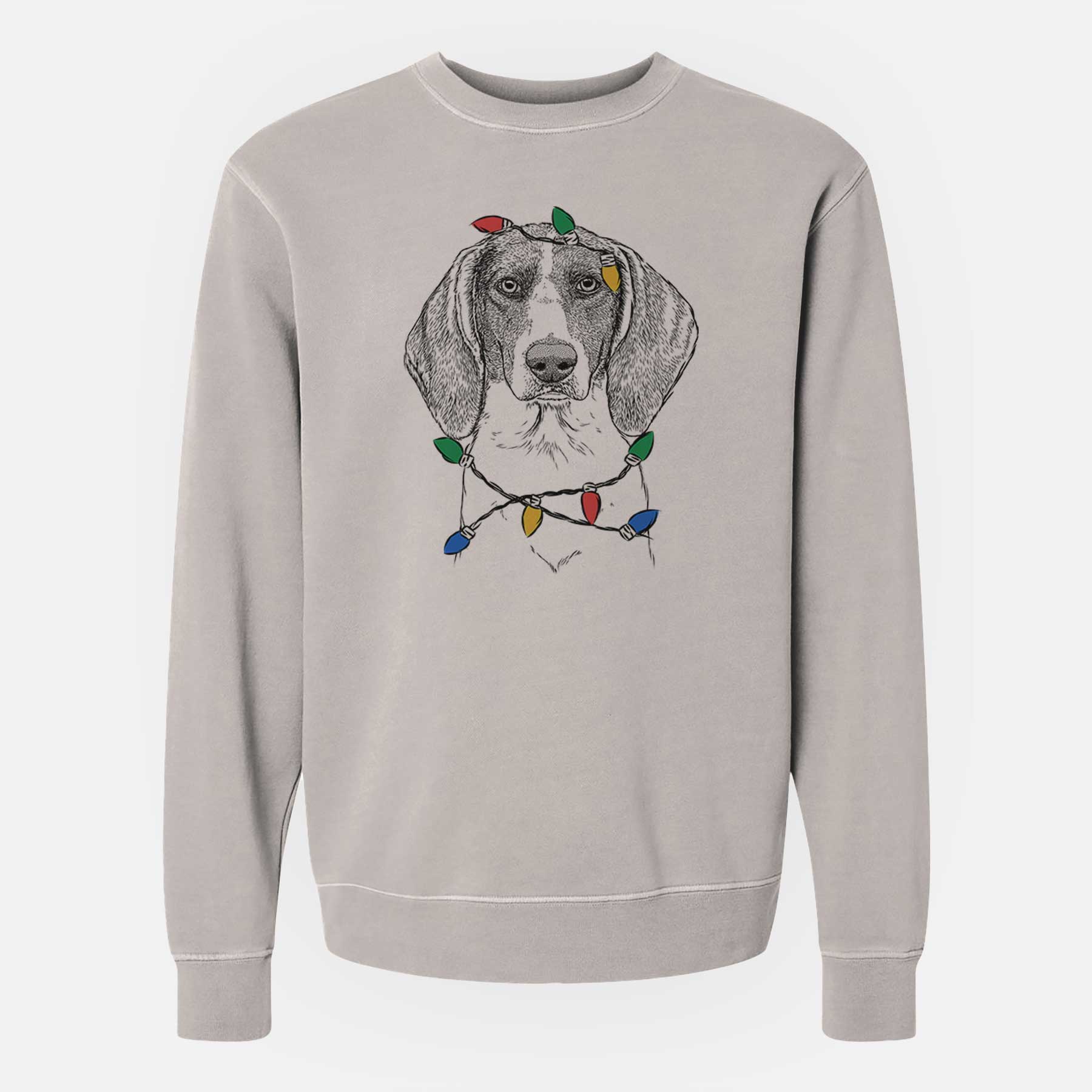 Christmas Lights Orin the Treeing Walker Coonhound - Unisex Pigment Dyed Crew Sweatshirt