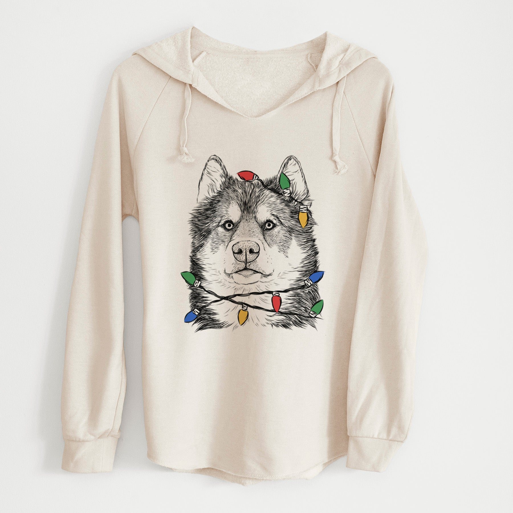 Christmas Lights Oskar the Canadian Eskimo Dog - Cali Wave Hooded Sweatshirt