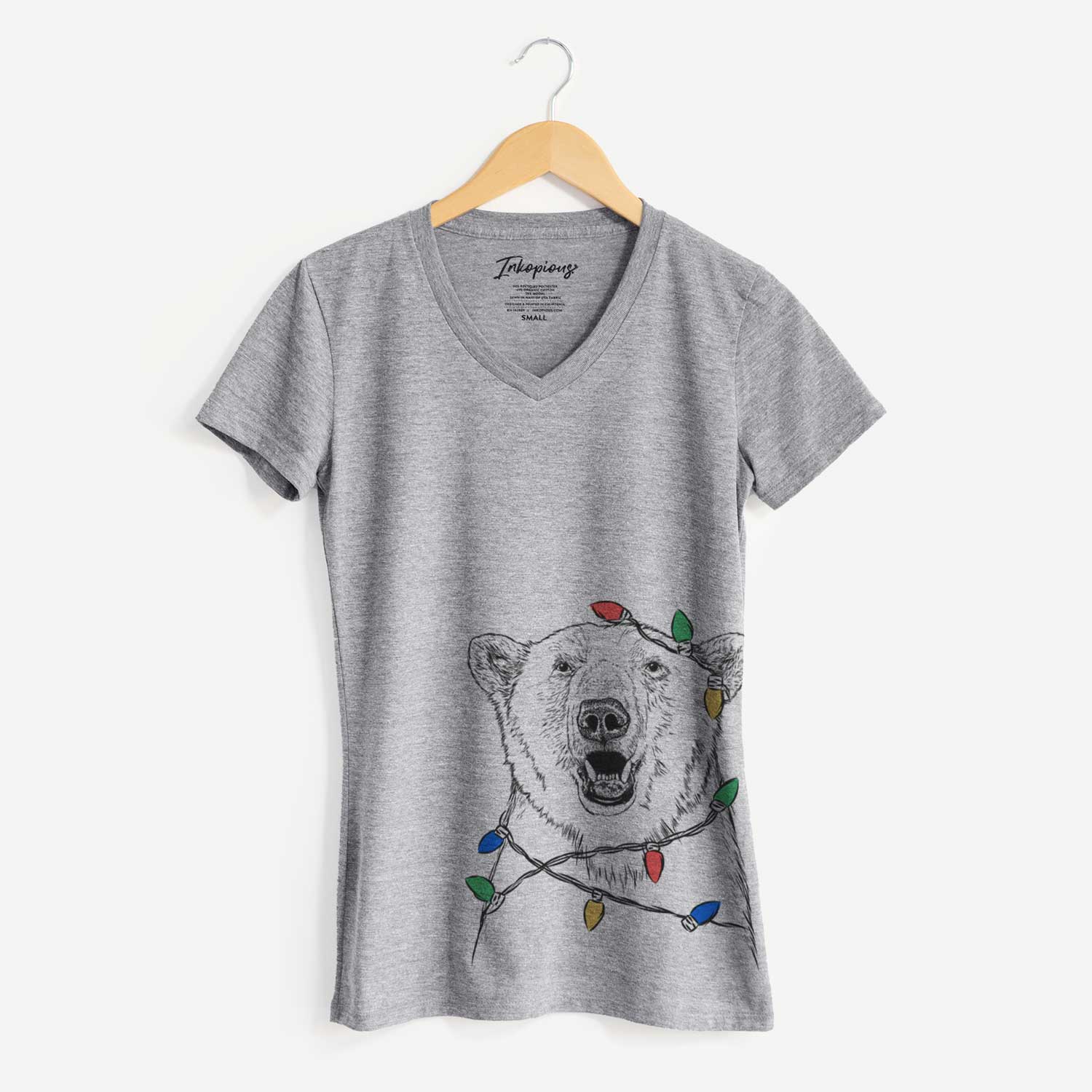 Christmas Lights Oslo the Polar Bear - Women's V-neck Shirt