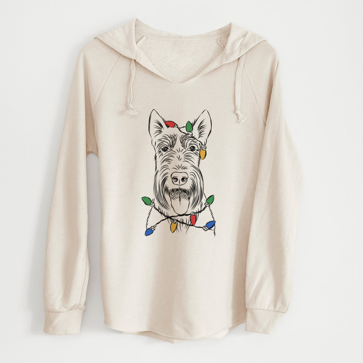 Christmas Lights Oswald the Scottish Terrier - Cali Wave Hooded Sweatshirt