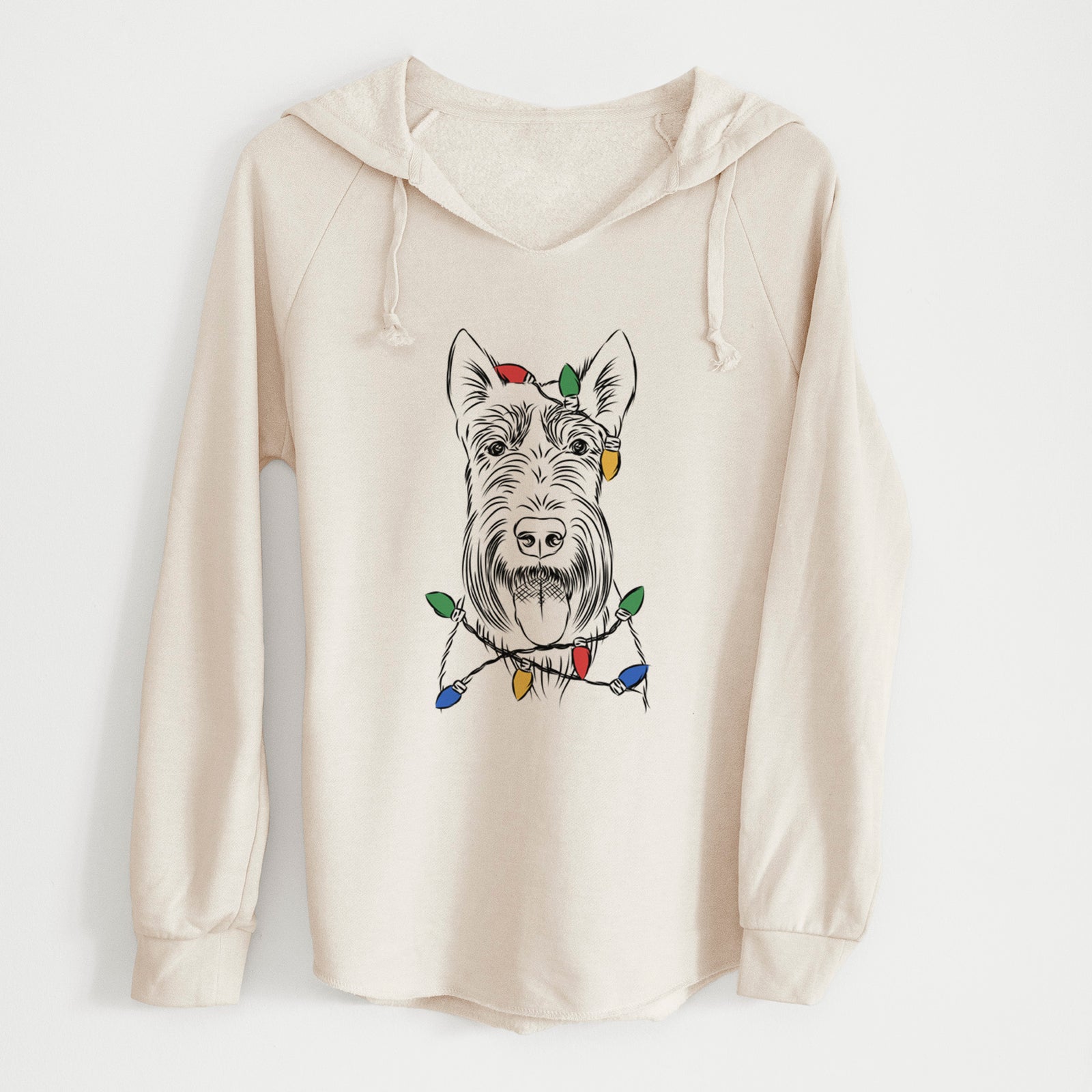 Christmas Lights Oswald the Scottish Terrier - Cali Wave Hooded Sweatshirt