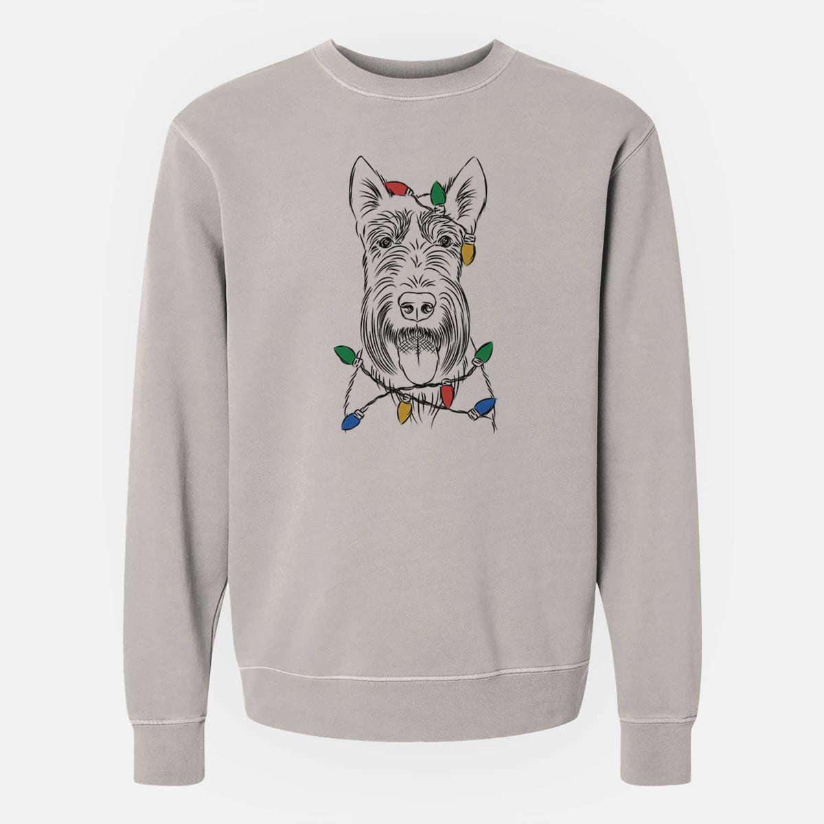 Christmas Lights Oswald the Scottish Terrier - Unisex Pigment Dyed Crew Sweatshirt