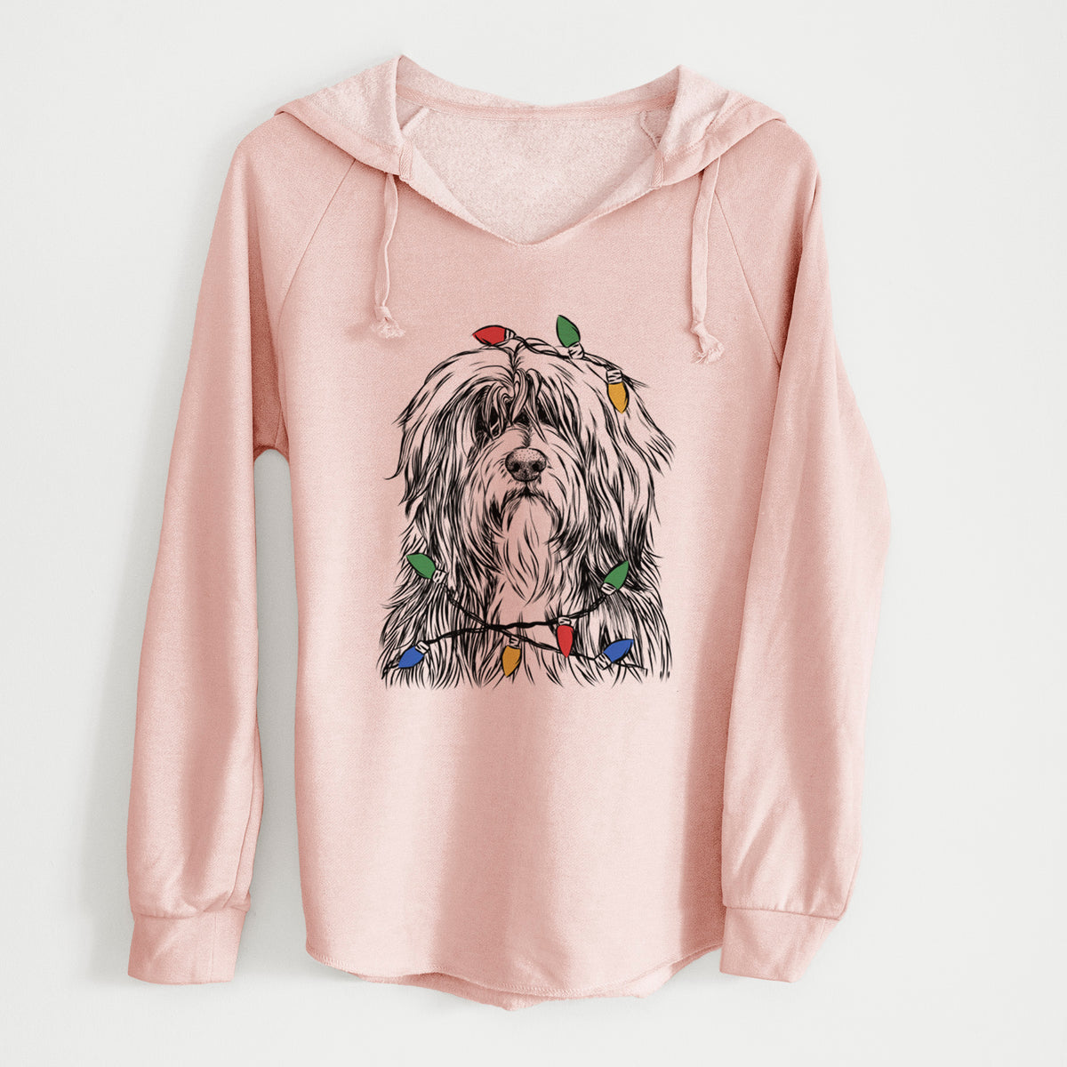 Christmas Lights Otto the Polish Lowland Sheepdog - Cali Wave Hooded Sweatshirt