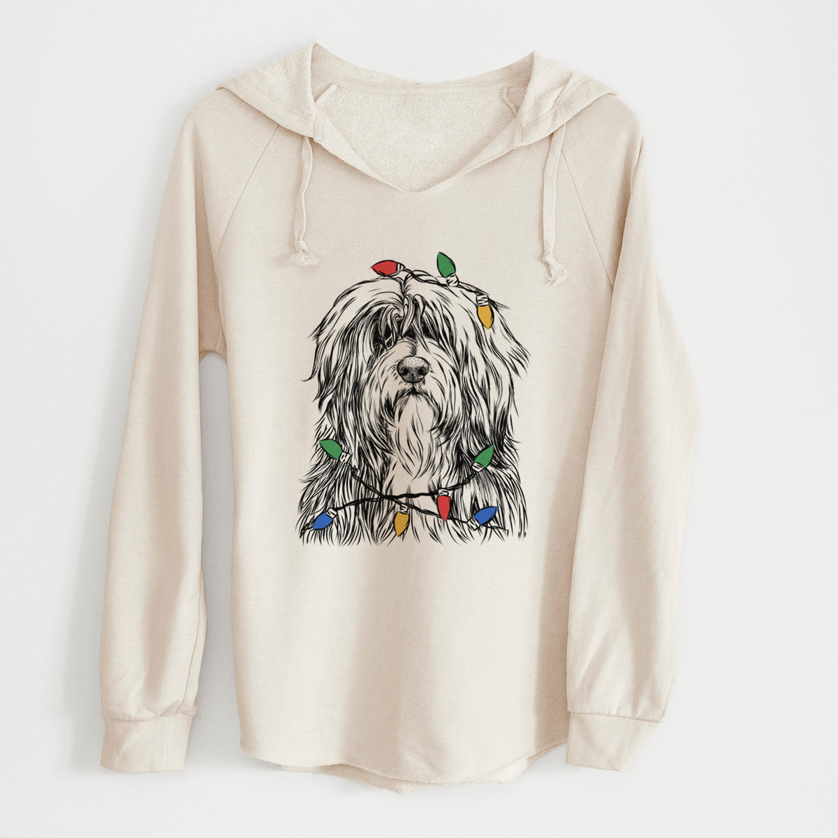 Christmas Lights Otto the Polish Lowland Sheepdog - Cali Wave Hooded Sweatshirt