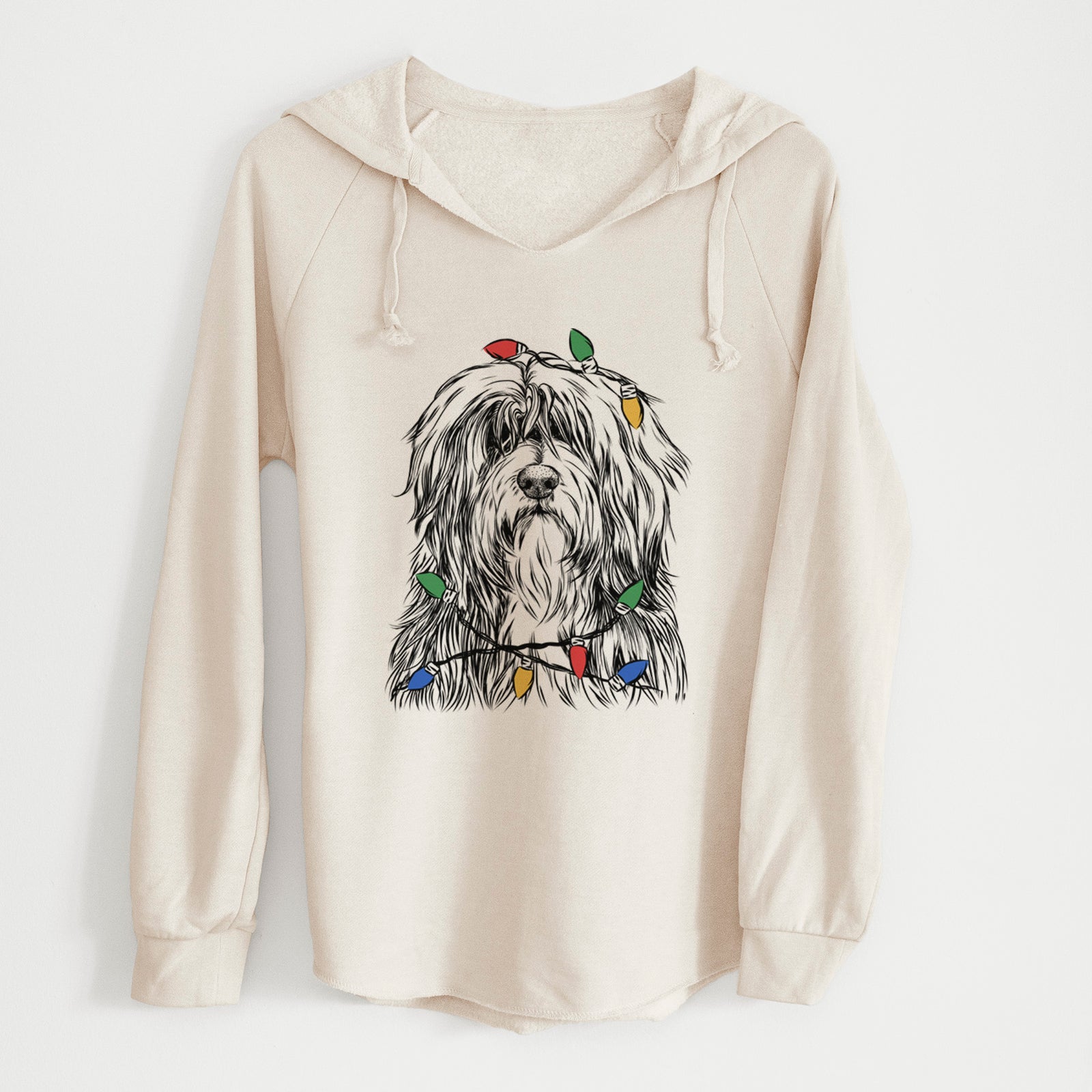 Christmas Lights Otto the Polish Lowland Sheepdog - Cali Wave Hooded Sweatshirt