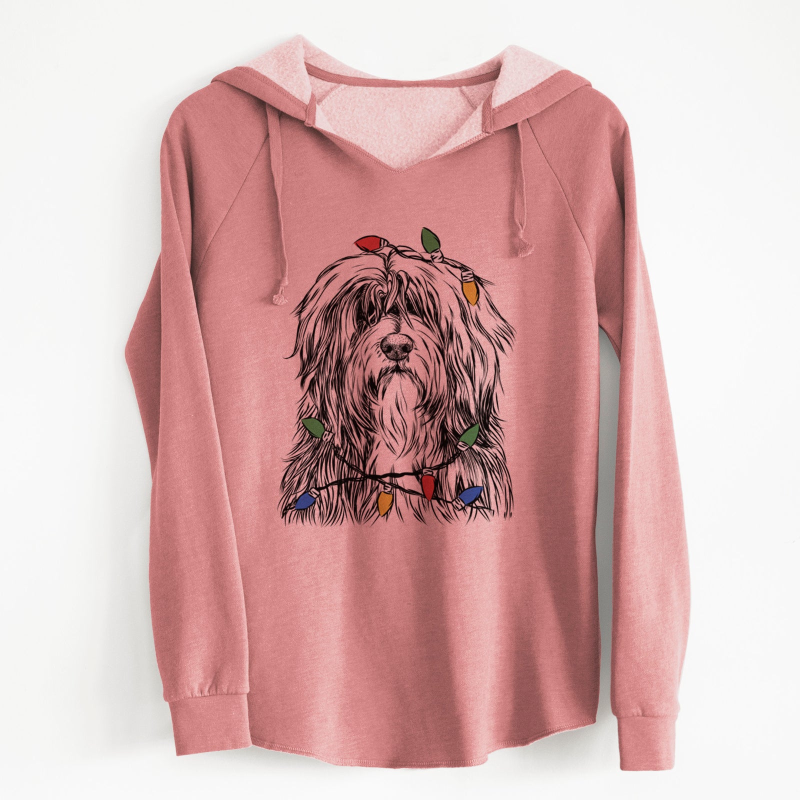 Christmas Lights Otto the Polish Lowland Sheepdog - Cali Wave Hooded Sweatshirt