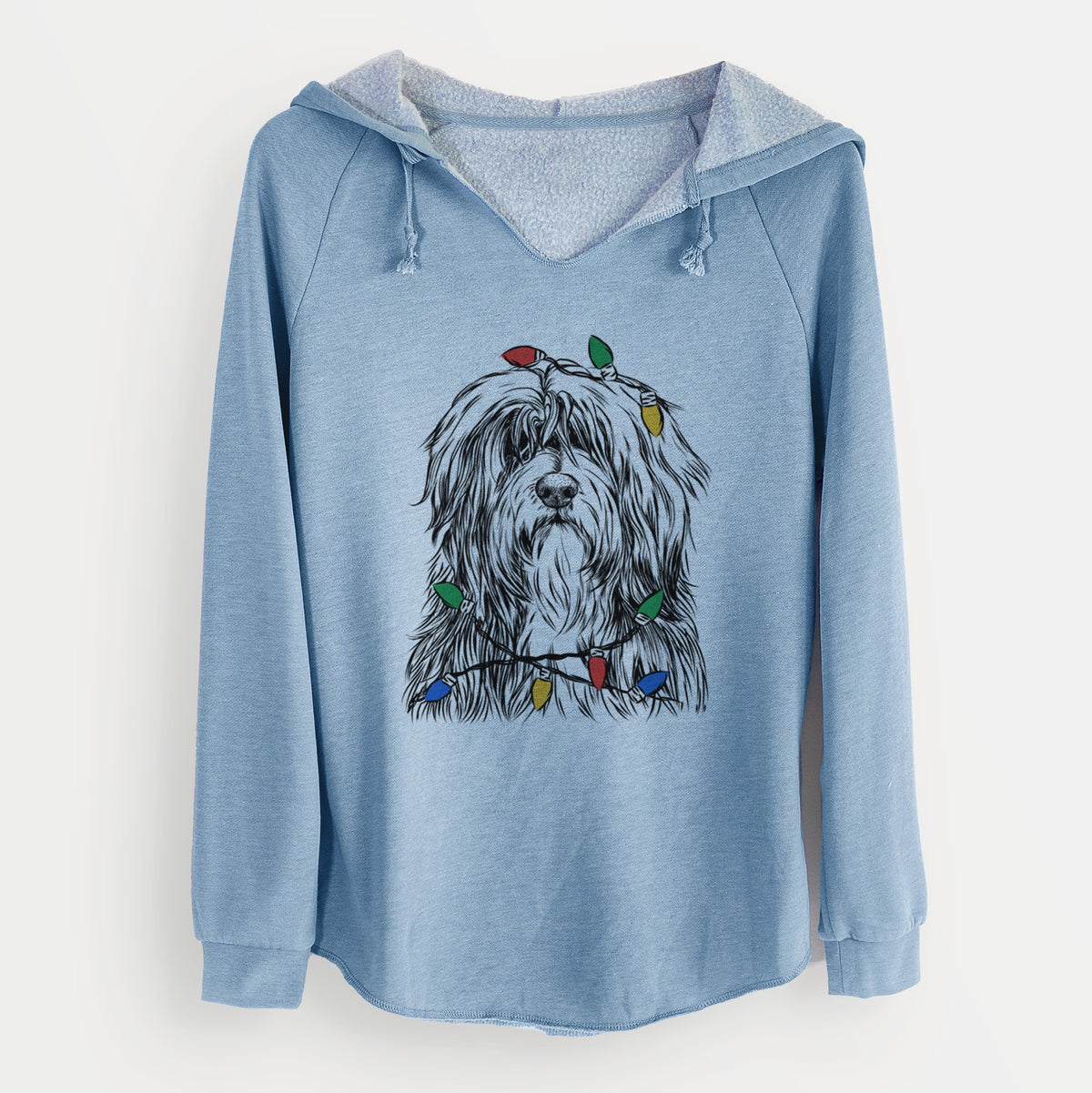 Christmas Lights Otto the Polish Lowland Sheepdog - Cali Wave Hooded Sweatshirt