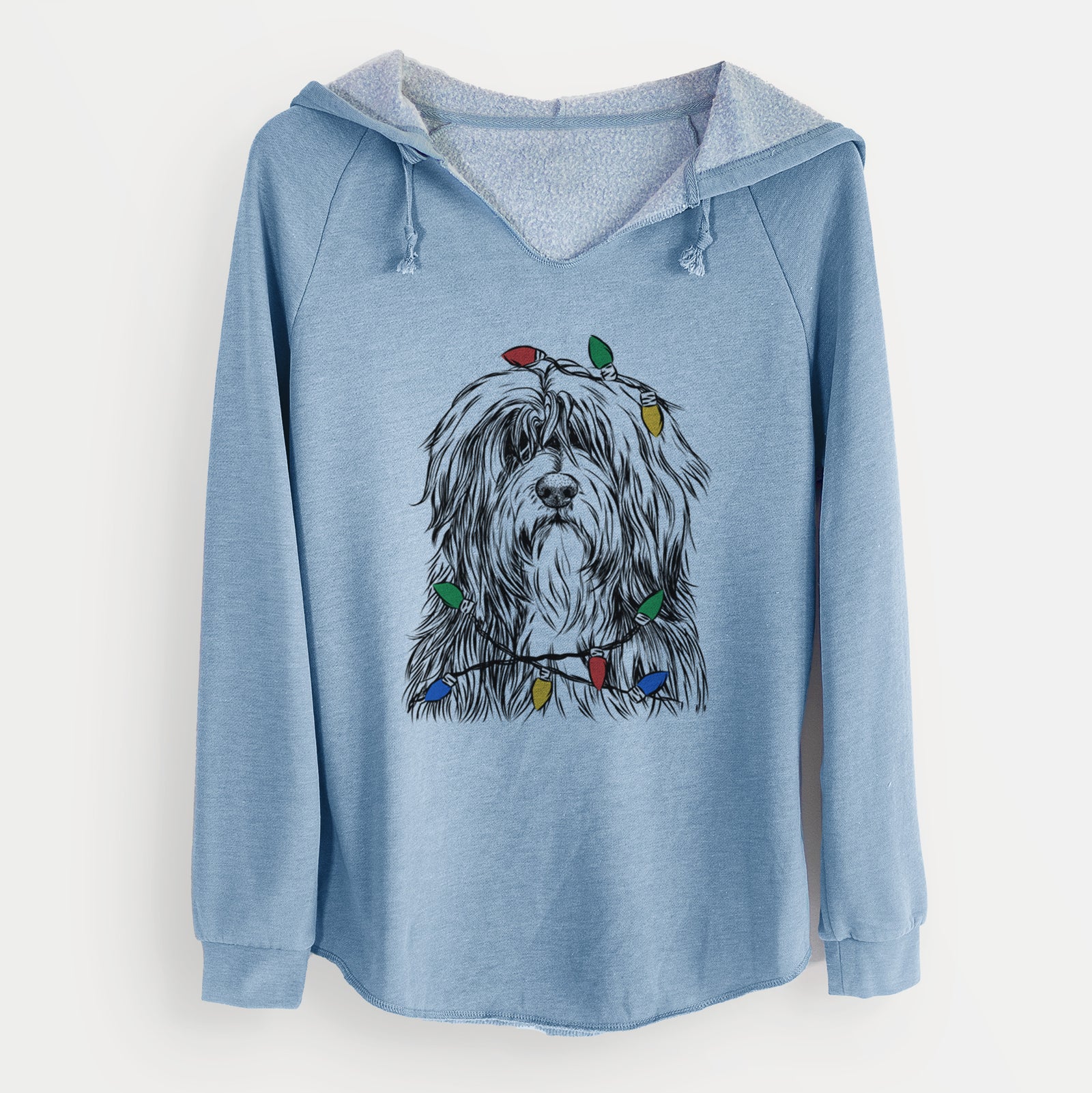 Christmas Lights Otto the Polish Lowland Sheepdog - Cali Wave Hooded Sweatshirt