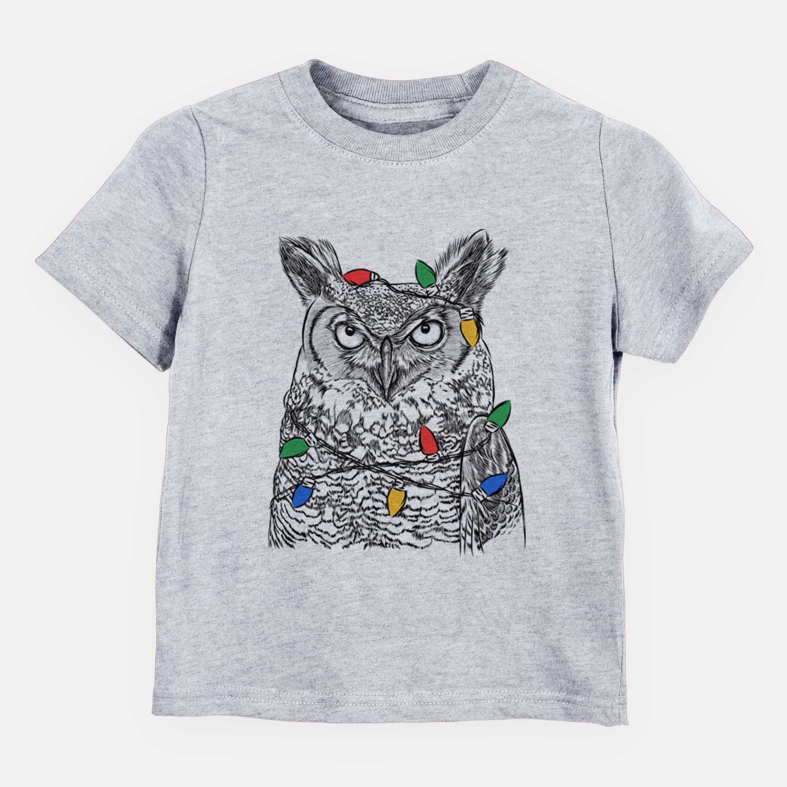 Christmas Lights Ozwald the Grey Horned Owl - Kids/Youth/Toddler Shirt