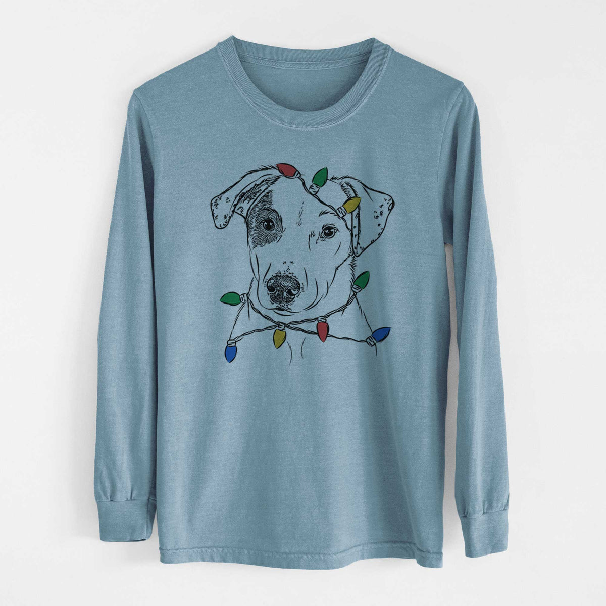 Christmas Lights P-Pie the Mixed Breed - Heavyweight 100% Cotton Long Sleeve