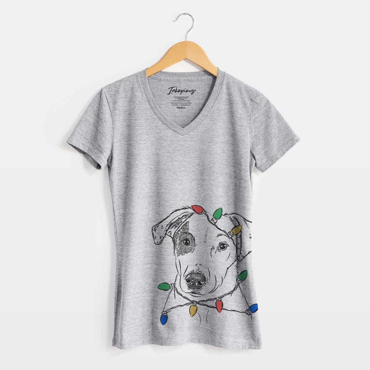 Christmas Lights P-Pie the Mixed Breed - Women's V-neck Shirt