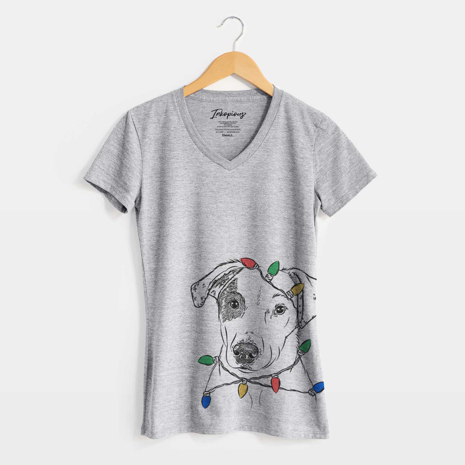 Christmas Lights P-Pie the Mixed Breed - Women's V-neck Shirt