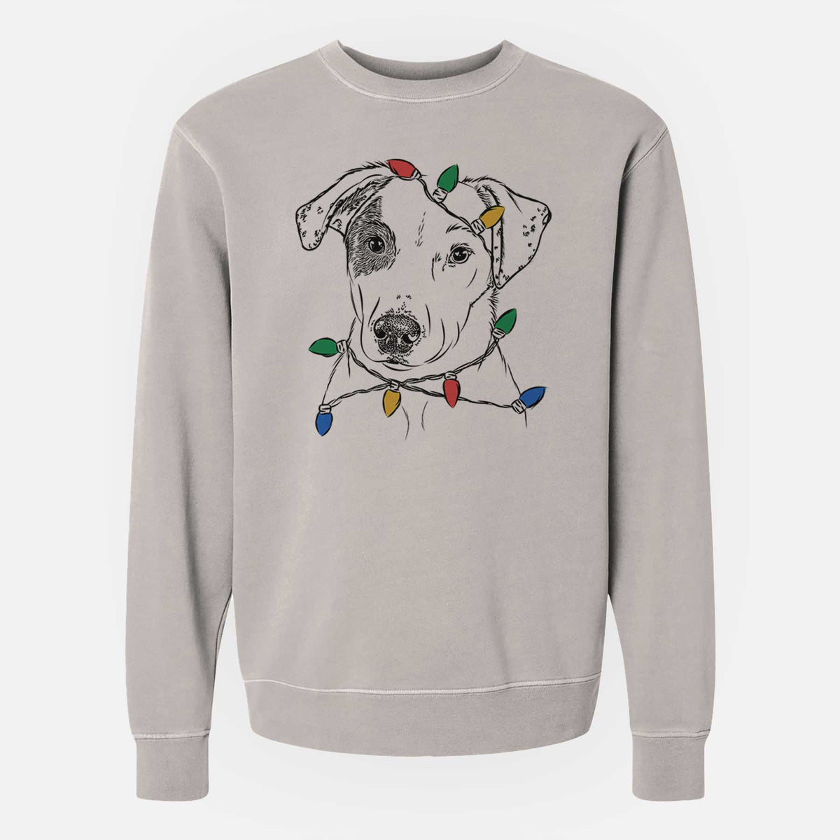 Christmas Lights P Pie the Mixed Breed - Unisex Pigment Dyed Crew Sweatshirt