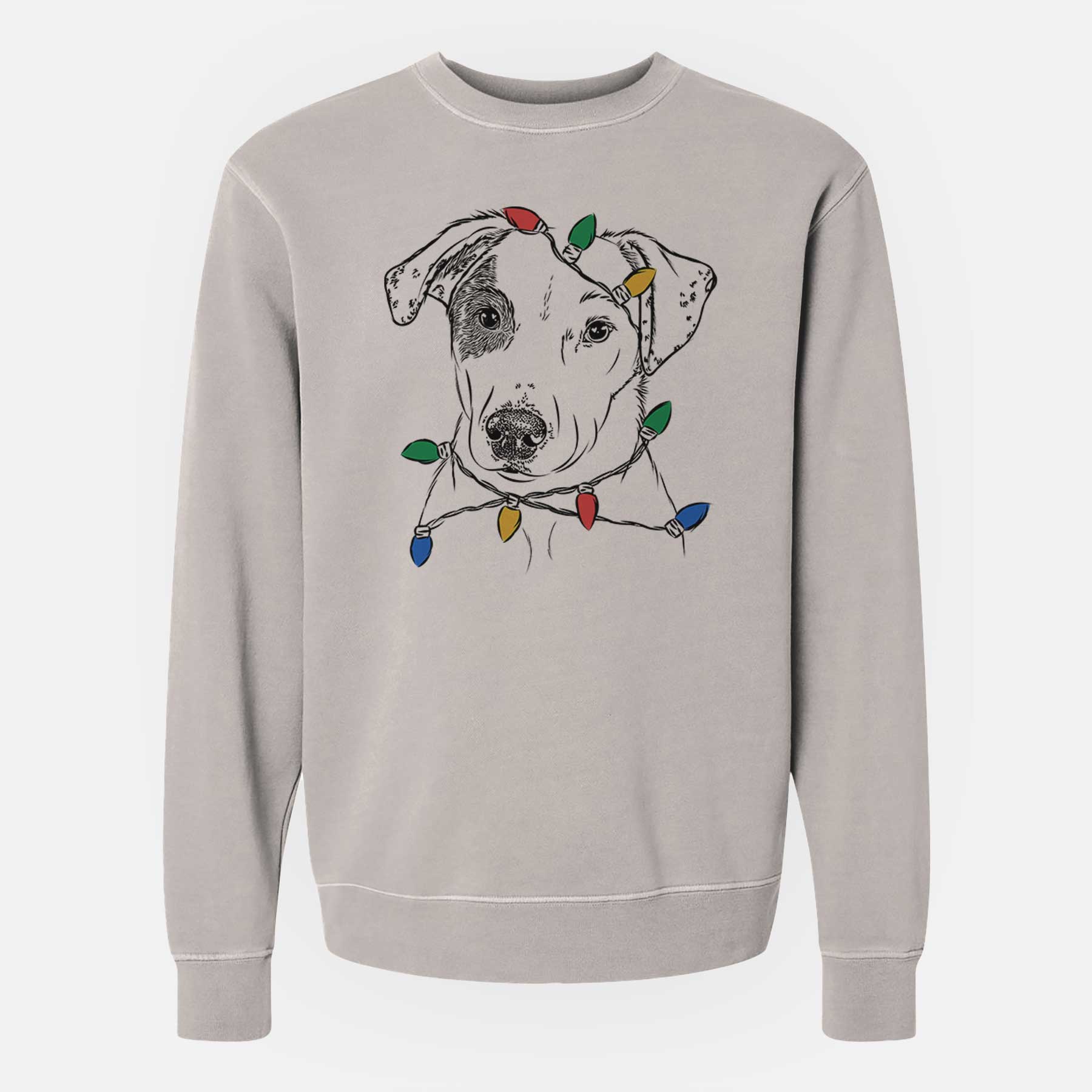 Christmas Lights P Pie the Mixed Breed - Unisex Pigment Dyed Crew Sweatshirt