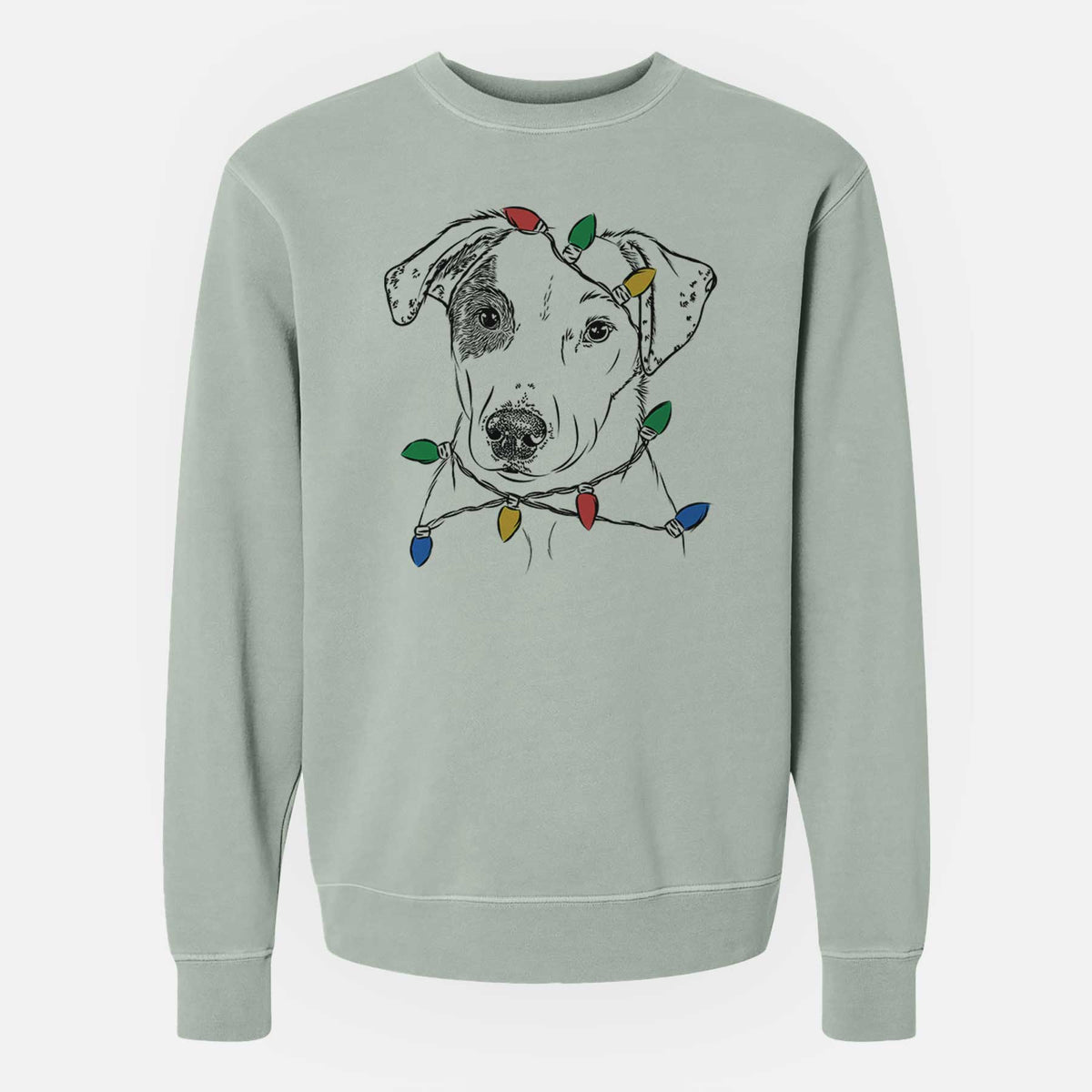 Christmas Lights P Pie the Mixed Breed - Unisex Pigment Dyed Crew Sweatshirt