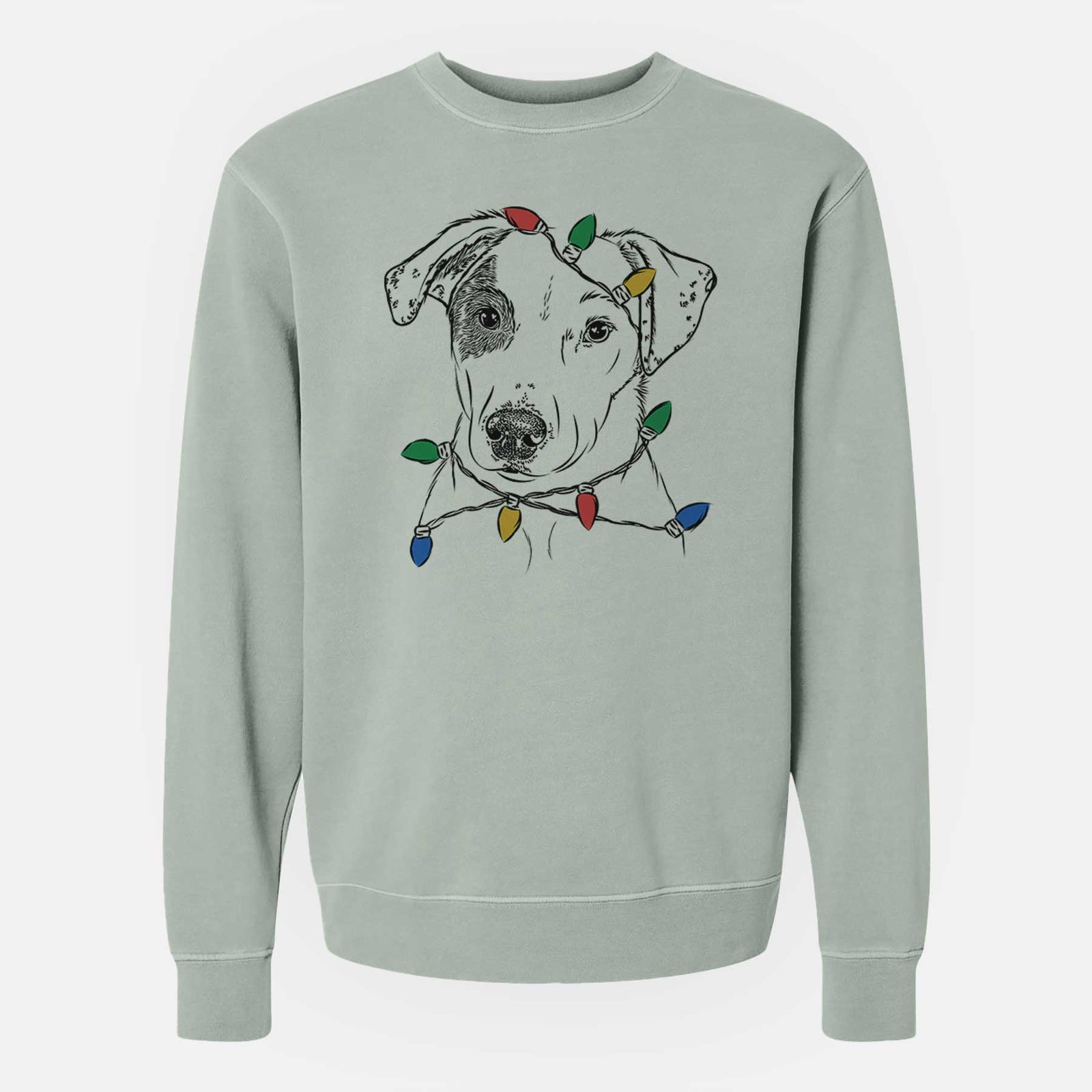 Christmas Lights P Pie the Mixed Breed - Unisex Pigment Dyed Crew Sweatshirt