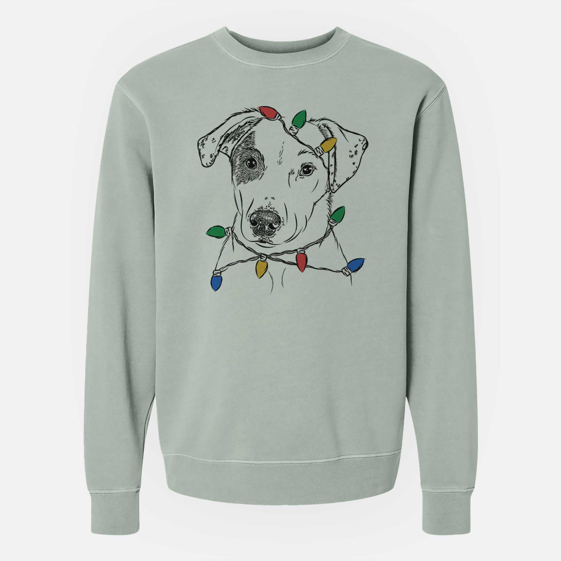 Christmas Lights P Pie the Mixed Breed - Unisex Pigment Dyed Crew Sweatshirt