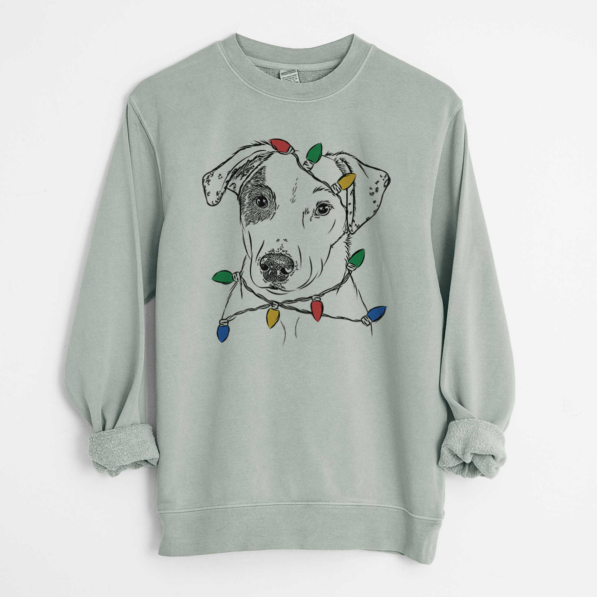 Christmas Lights P Pie the Mixed Breed - Unisex Pigment Dyed Crew Sweatshirt