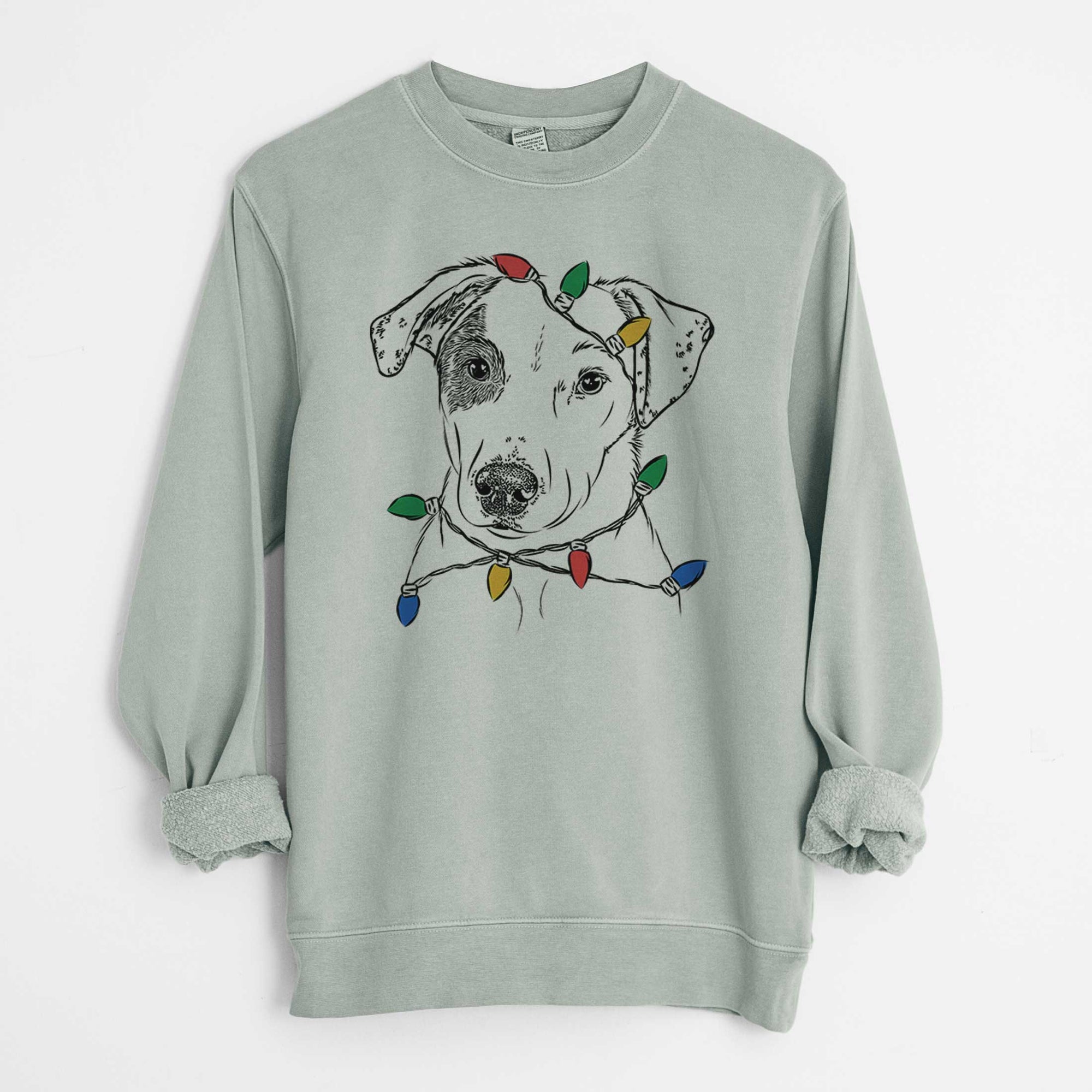 Christmas Lights P Pie the Mixed Breed - Unisex Pigment Dyed Crew Sweatshirt