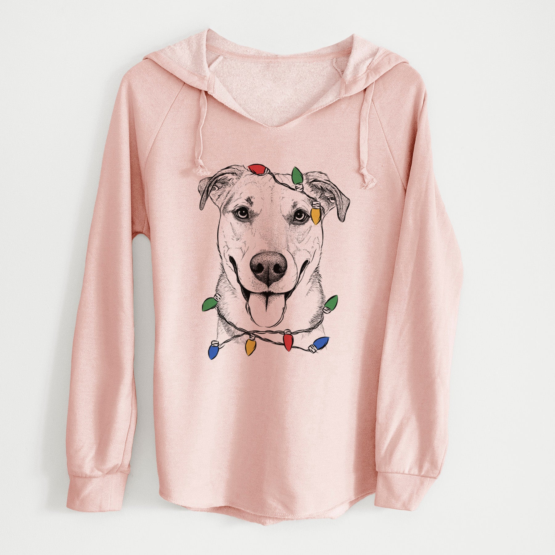 Christmas Lights Padre the Pitbull Mix - Cali Wave Hooded Sweatshirt