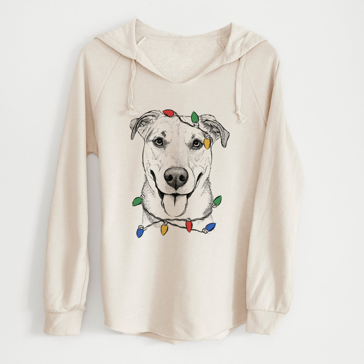 Christmas Lights Padre the Pitbull Mix - Cali Wave Hooded Sweatshirt