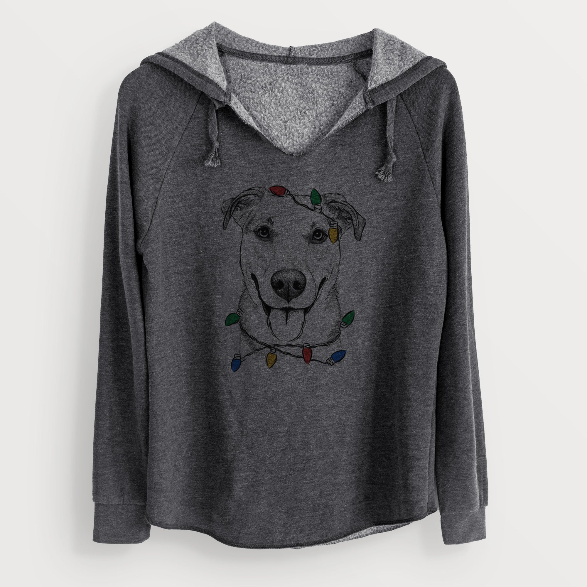 Christmas Lights Padre the Pitbull Mix - Cali Wave Hooded Sweatshirt