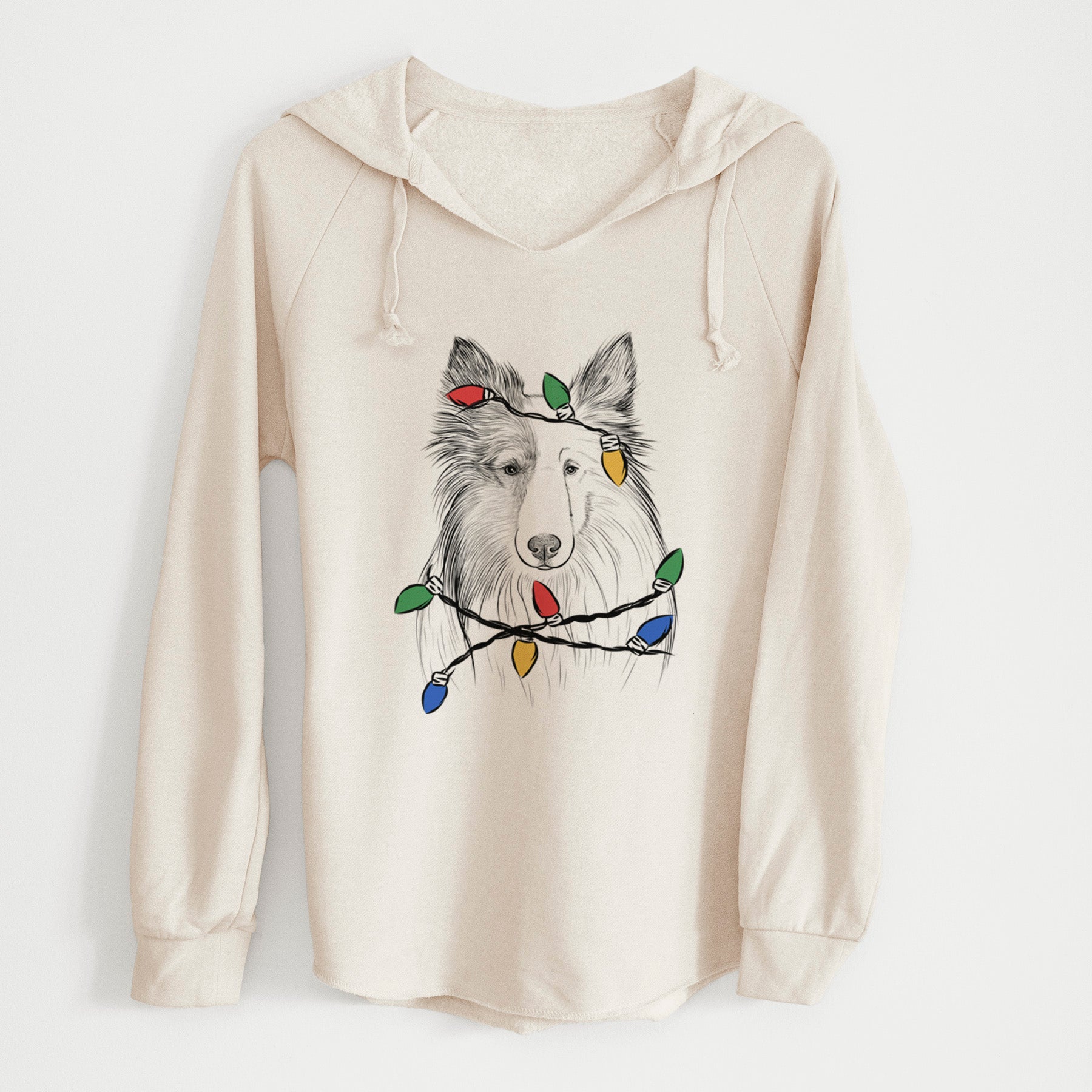 Christmas Lights Palin the Shetland Sheepdog - Cali Wave Hooded Sweatshirt