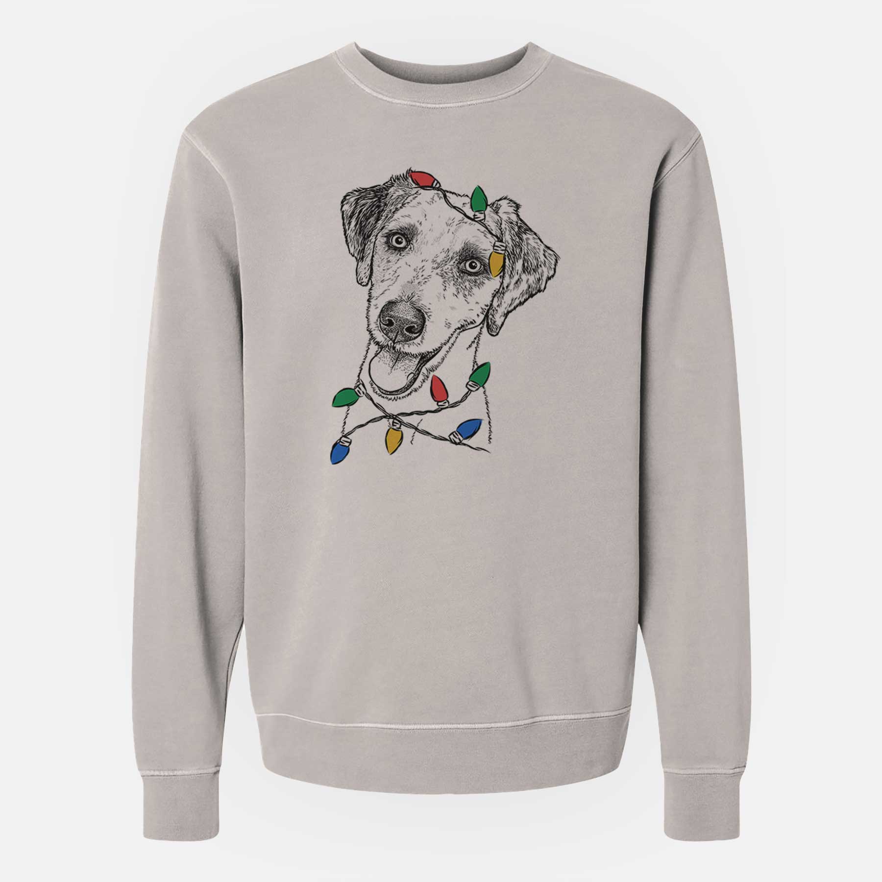 Christmas Lights Palm Palm the Aussiedoodle - Unisex Pigment Dyed Crew Sweatshirt