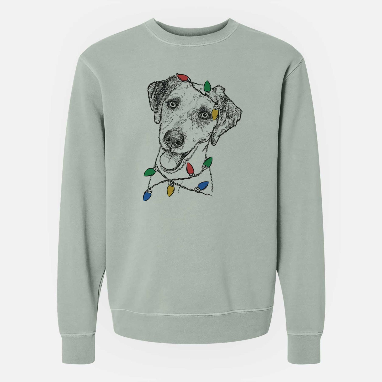 Christmas Lights Palm Palm the Aussiedoodle - Unisex Pigment Dyed Crew Sweatshirt